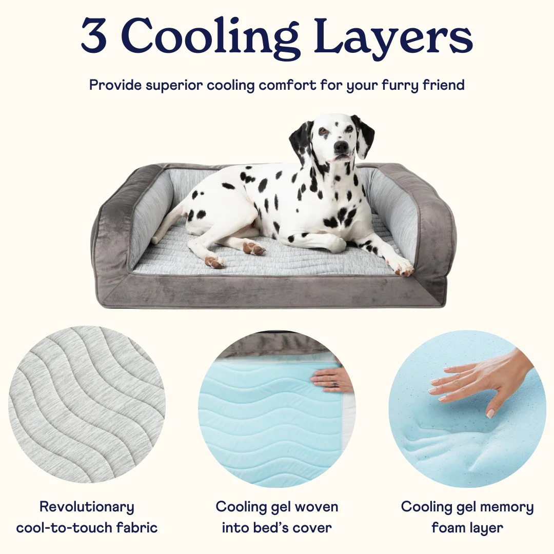 PupChill™ Cooling Bolster Dog Bed + Waterproof Blanket Bundle - Arctic Grey - Image 5