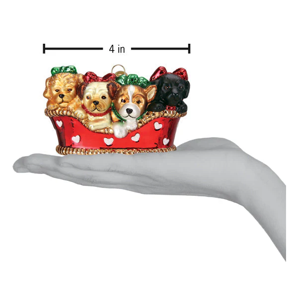Puppies In A Basket Ornament - Image 6