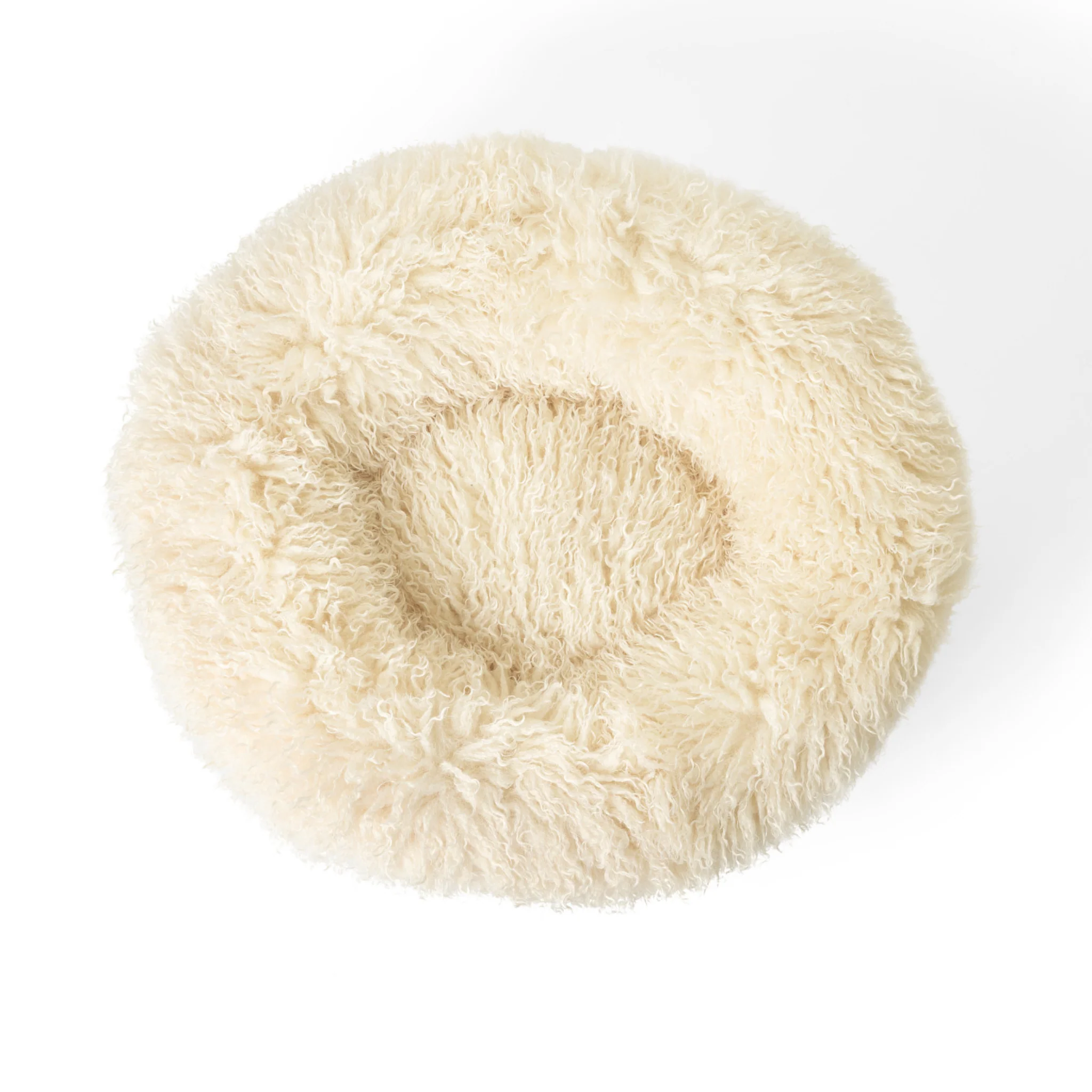 PupPouf™ Luxe Faux Fur Donut Dog Bed - Plush Sheep Ivory - Image 5