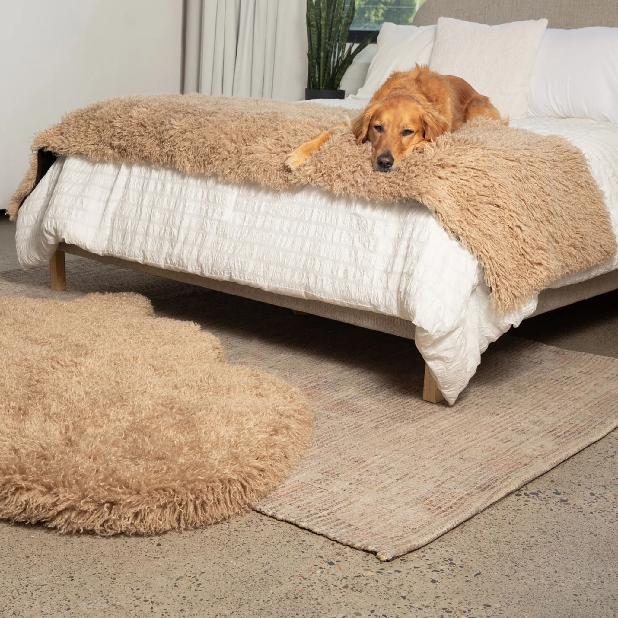 PupProtector™ Luxe Waterproof Bed Runner - Plush Sheep Tan - Image 6