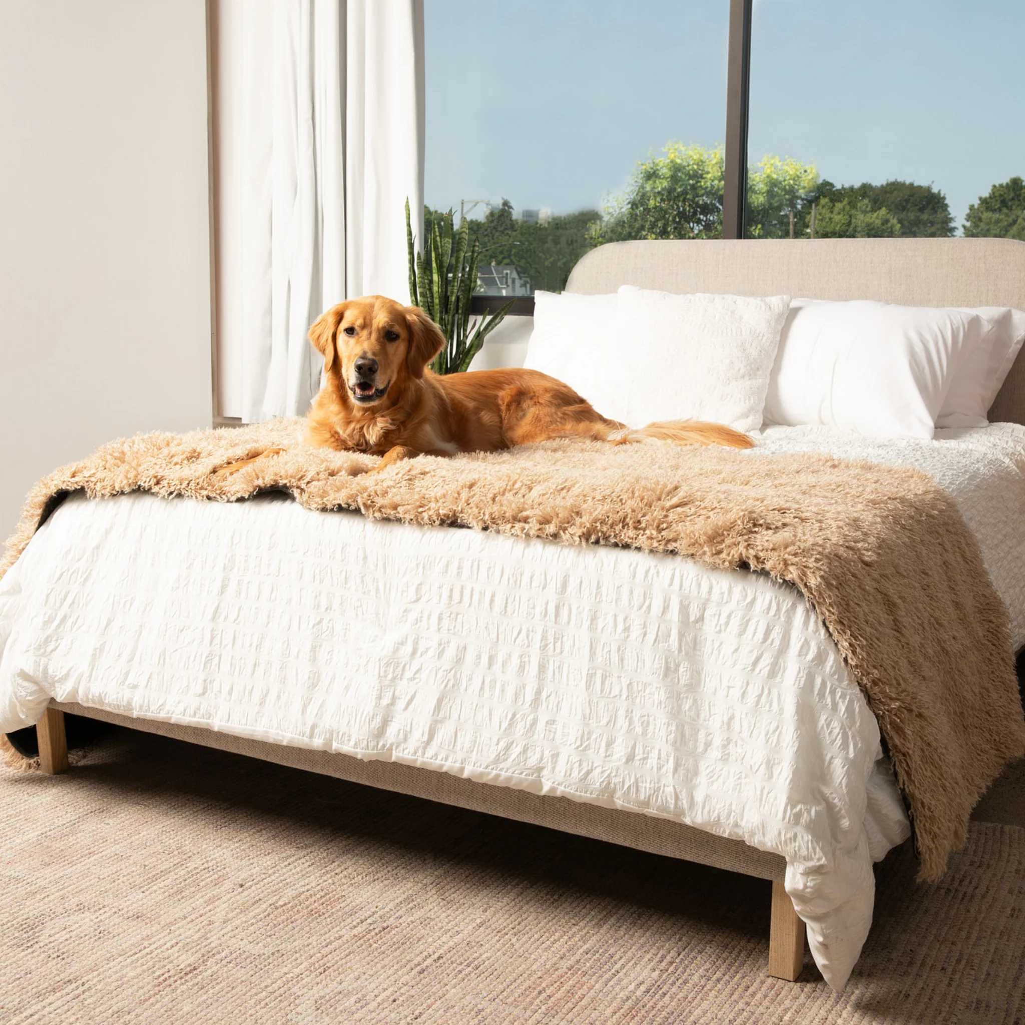 PupProtector™ Luxe Waterproof Bed Runner - Plush Sheep Tan - Image 7