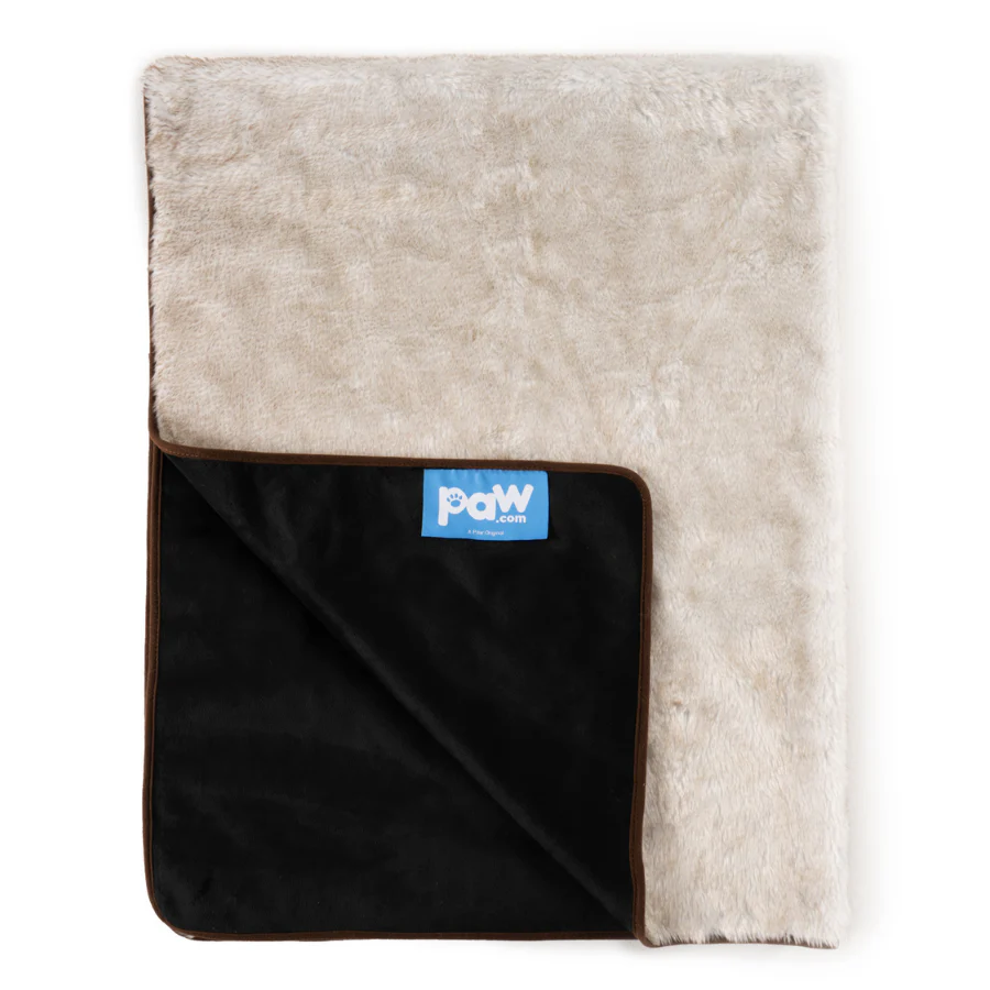 PupProtector™ Short Fur Waterproof Throw Blanket - White with Brown Accents - Image 4