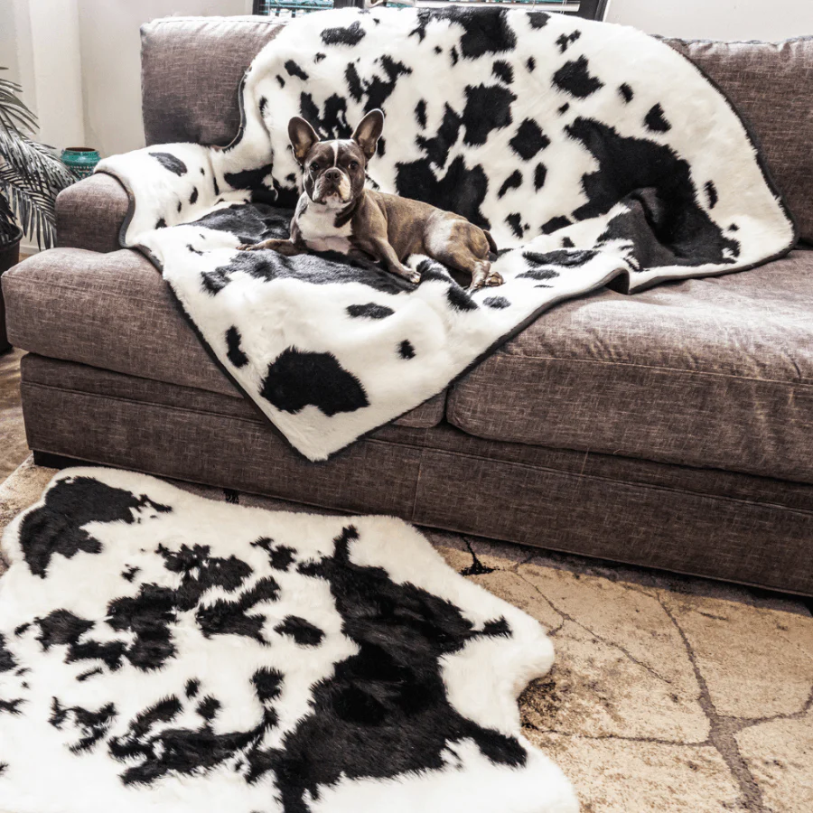 PupProtector™ Waterproof Throw Blanket - Black Faux Cowhide - Image 3