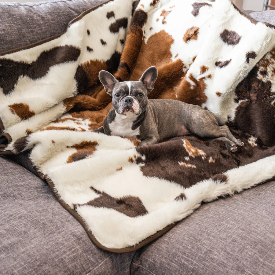 PupProtector™ Waterproof Throw Blanket - Brown Faux Cowhide - Image 12