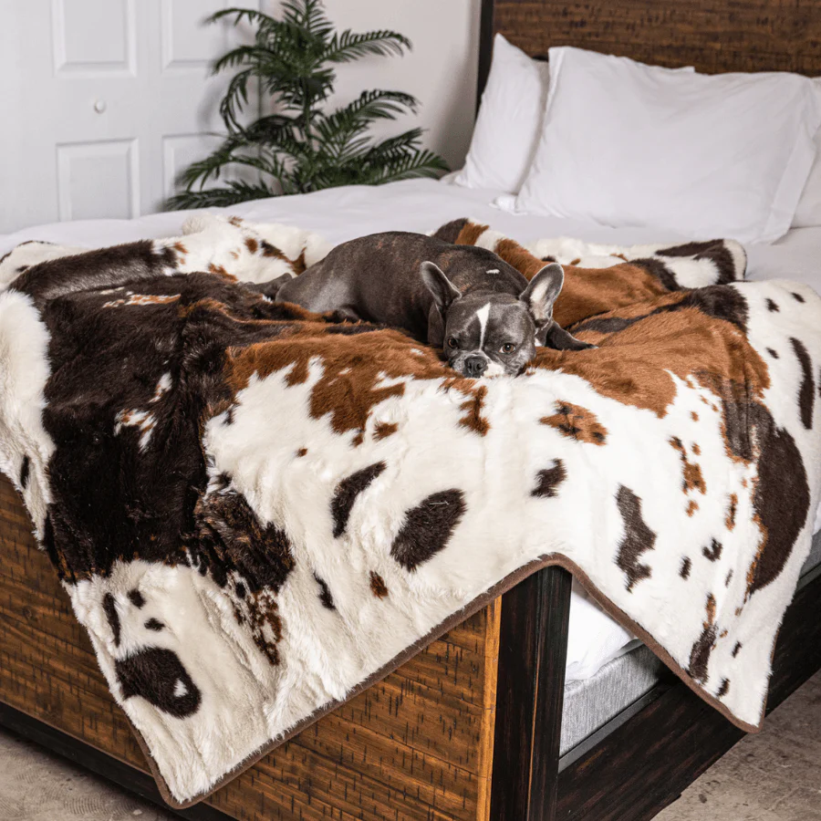 PupProtector™ Waterproof Throw Blanket - Brown Faux Cowhide - Image 5