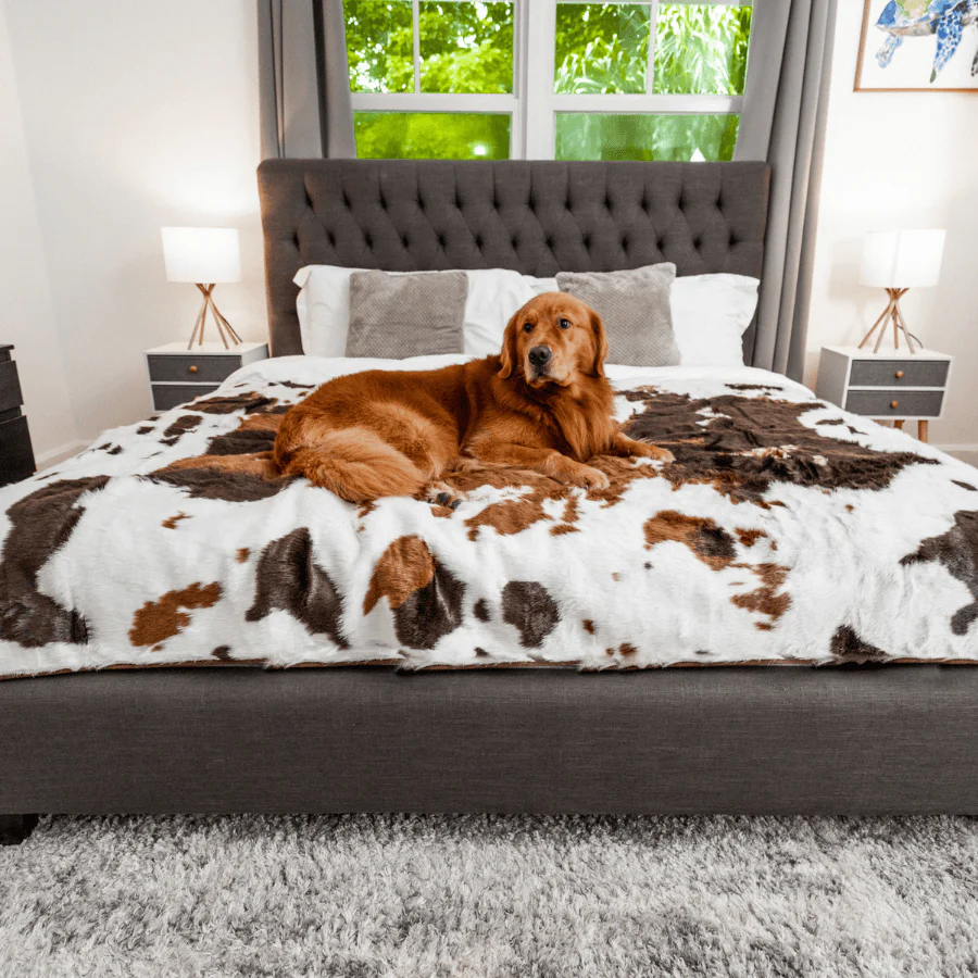 PupProtector™ Waterproof Throw Blanket - Brown Faux Cowhide - Image 6