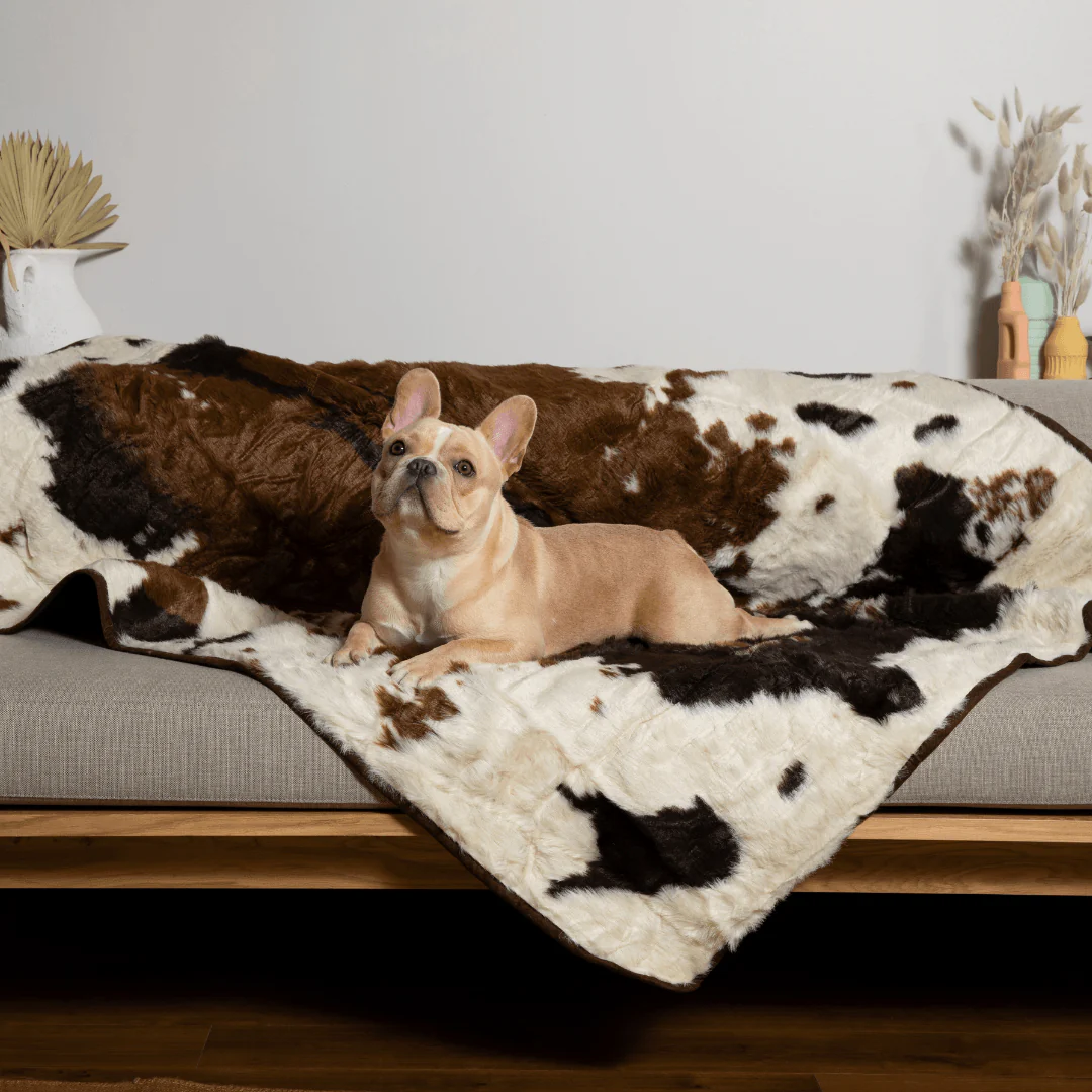 PupProtector™ Waterproof Throw Blanket - Brown Faux Cowhide - Image 7