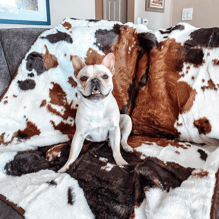 PupProtector™ Waterproof Throw Blanket - Brown Faux Cowhide - Image 8
