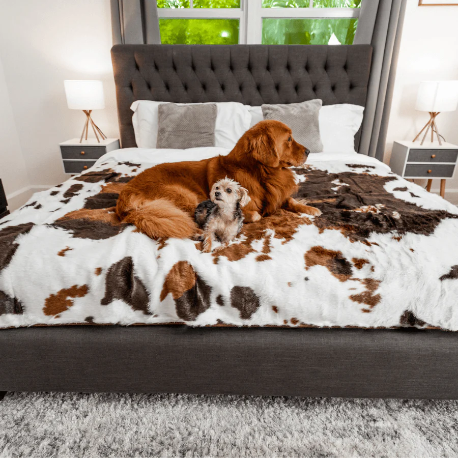 PupProtector™ Waterproof Throw Blanket - Brown Faux Cowhide - Image 9