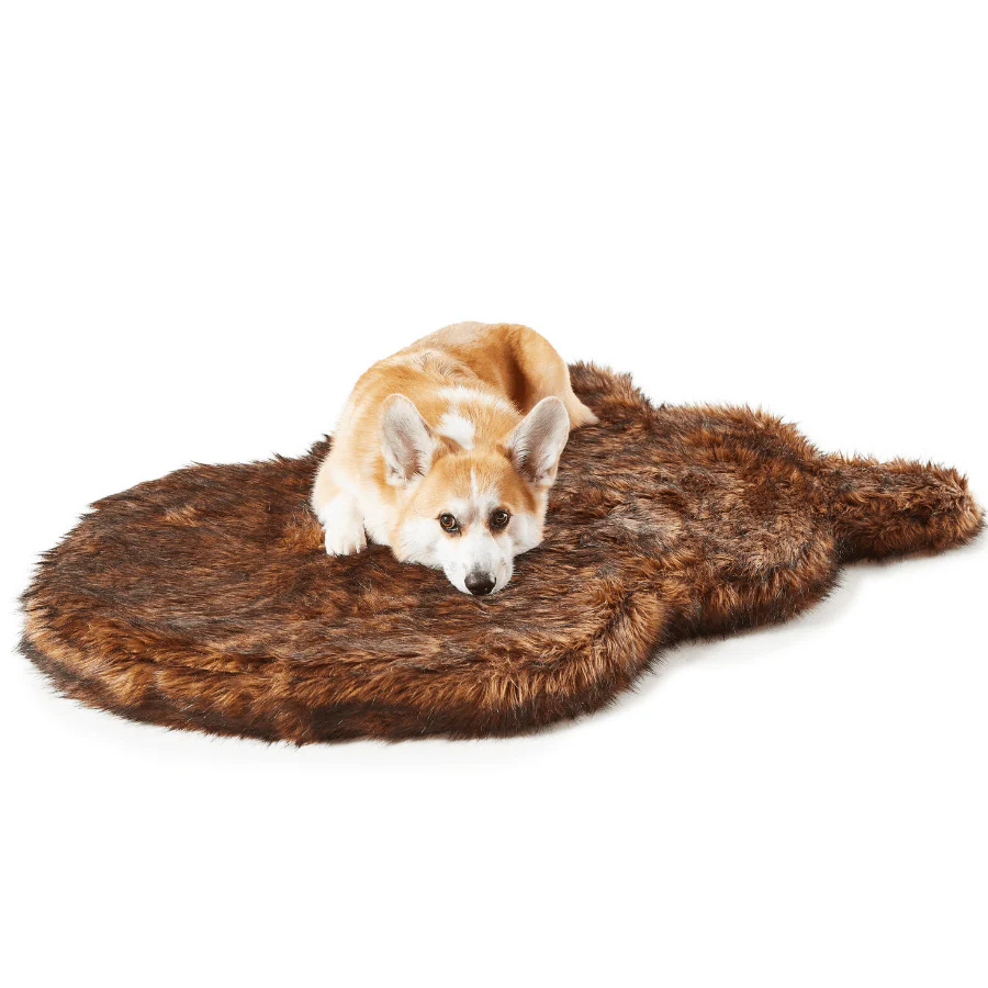 PupRug by Paw.com® Faux Fur Orthopedic Dog Bed - Curve Brown - Image 2