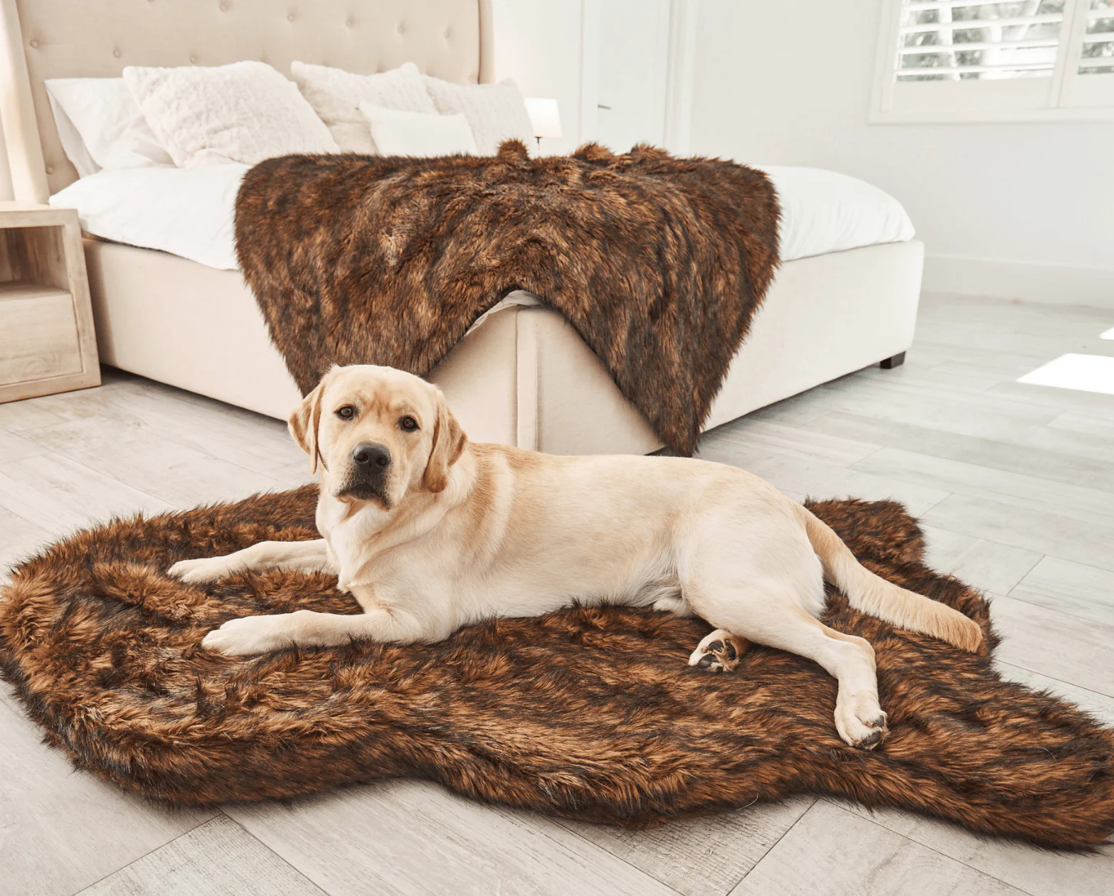 PupRug by Paw.com® Faux Fur Orthopedic Dog Bed - Curve Brown - Image 3