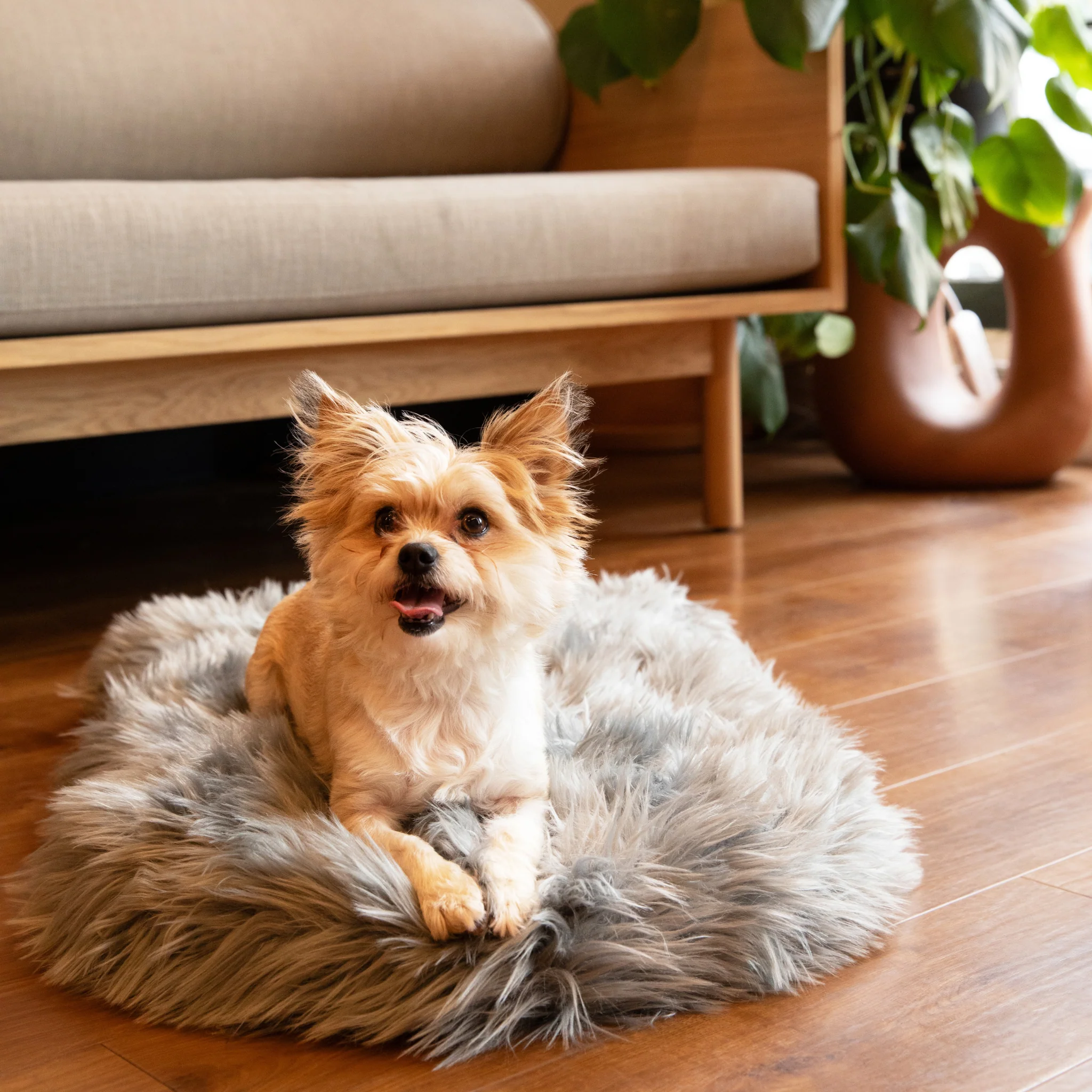 PupRug by Paw.com® Faux Fur Orthopedic Dog Bed - Curve Charcoal Grey - Image 13
