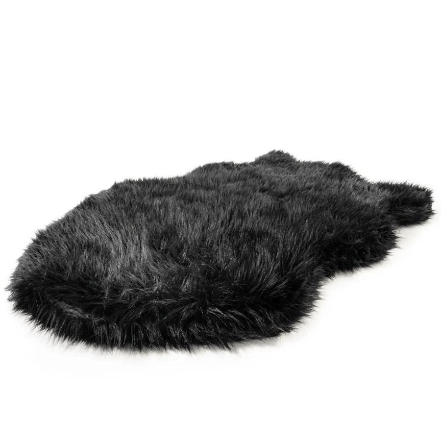 PupRug by Paw.com®  Faux Fur Orthopedic Dog Bed - Curve Midnight Black - Image 8