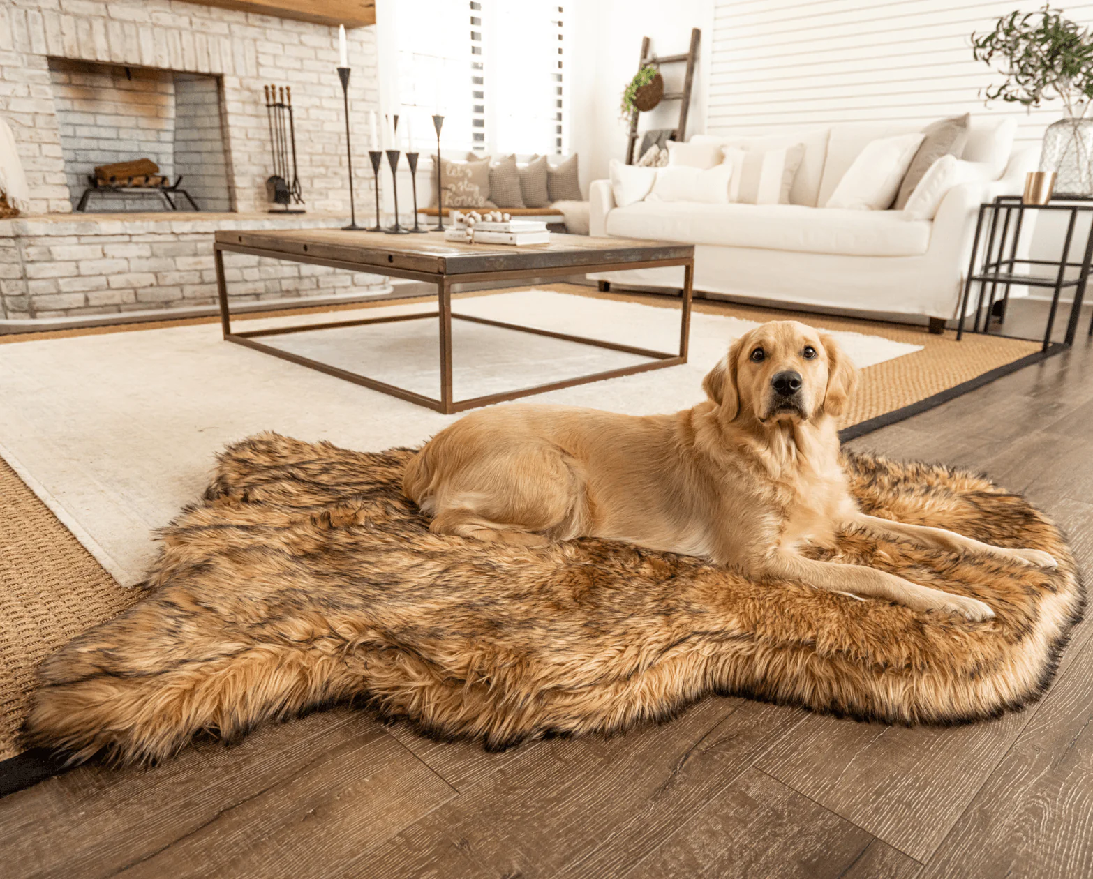 PupRug by Paw.com® Faux Fur Orthopedic Dog Bed - Curve Sable Tan - Image 3