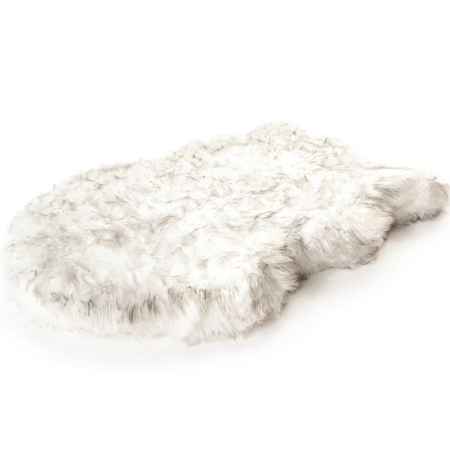 PupRug by Paw.com® Faux Fur Orthopedic Dog Bed - Curve White with Brown Accents - Image 6