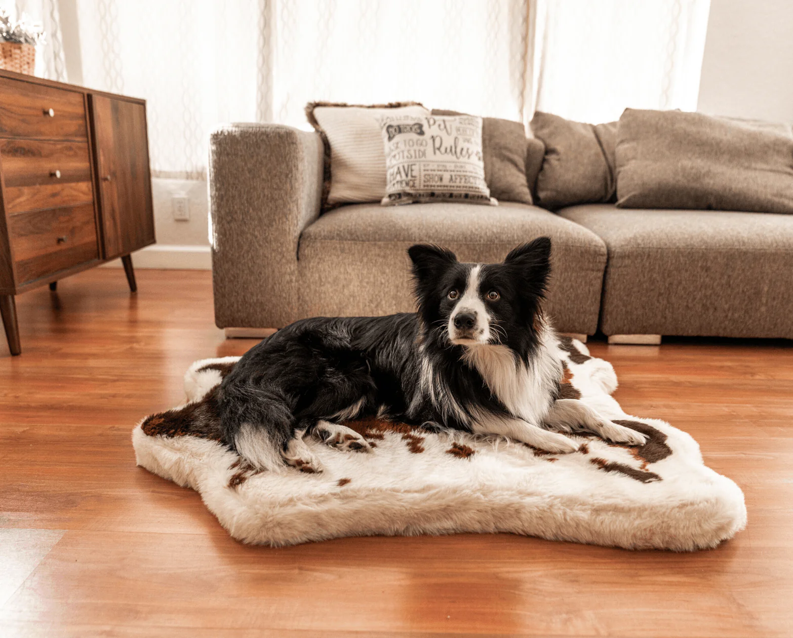PupRug® Animal Print Memory Foam Dog Bed - Brown Faux Cowhide - Image 14