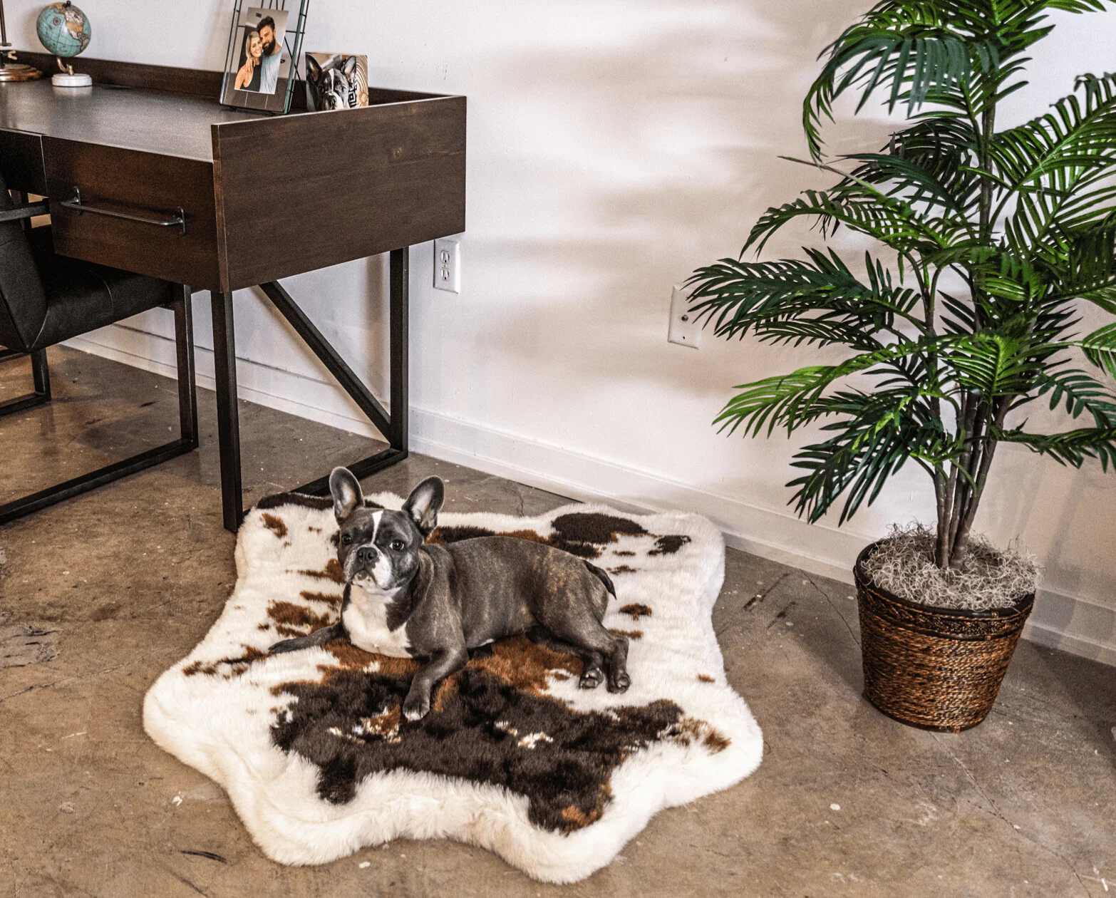 PupRug® Animal Print Memory Foam Dog Bed - Brown Faux Cowhide - Image 9