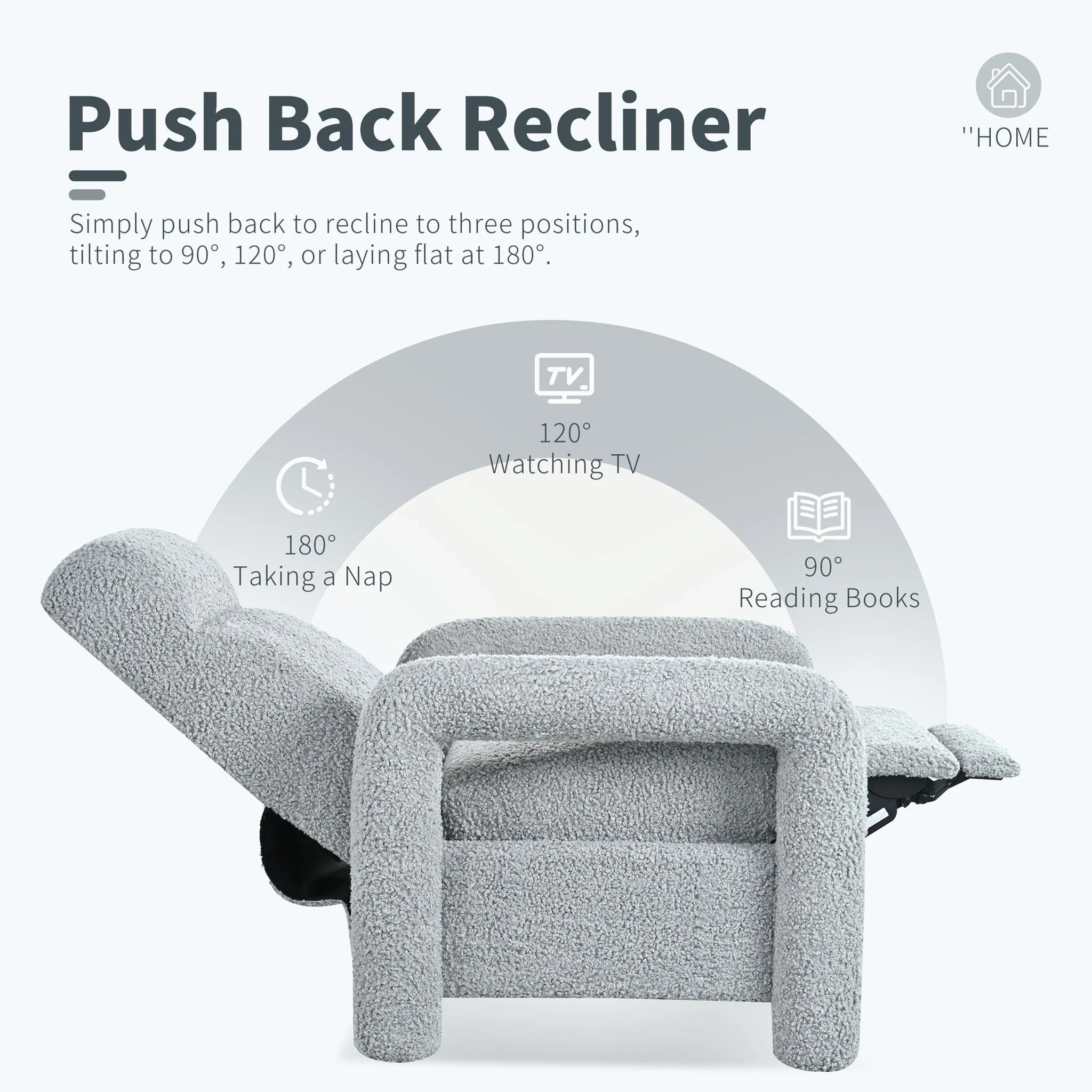 Push Back Recliner Armchair Upholstered Recliner Chair Single Sofa With Adjustable Backrest - Image 8