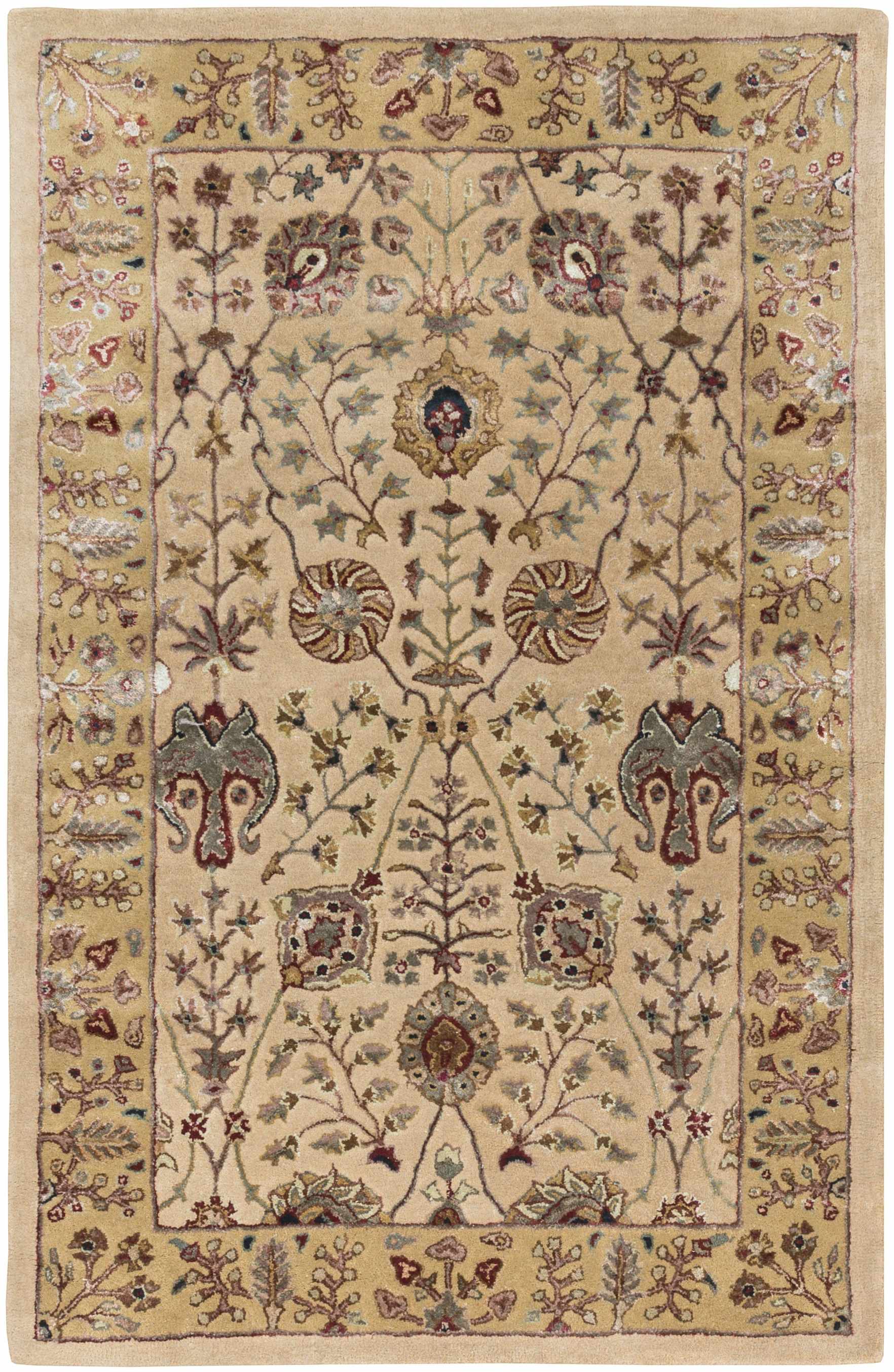 Pwyll Beige Damask Area Rug - Clearance - Image 5