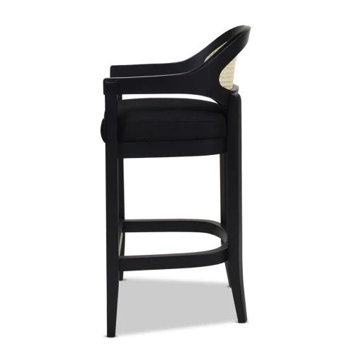 Pyrla 26" Upholstered Counter Stool with Curved Cane Back and Wood Legs - Image 11