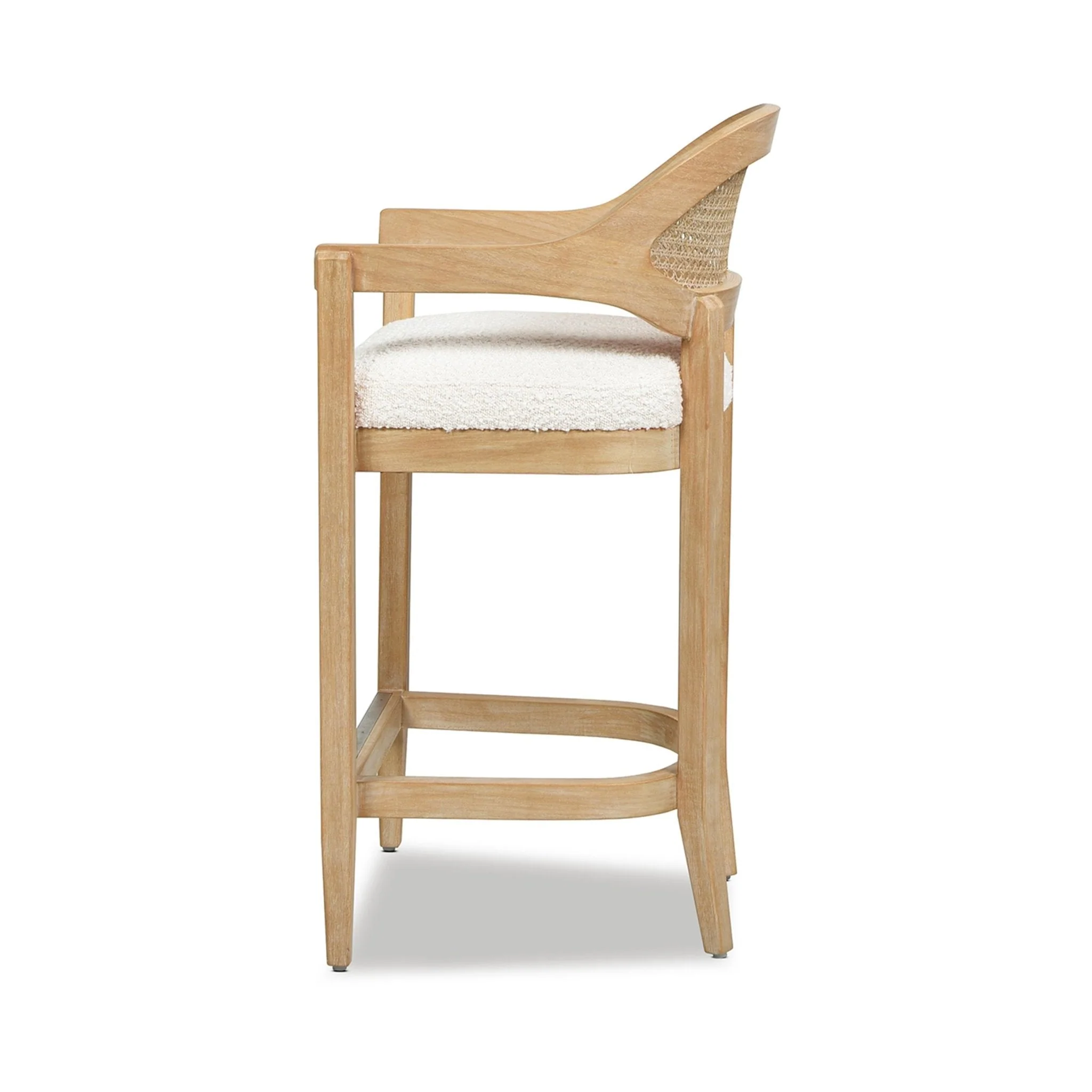 Pyrla 26" Upholstered Counter Stool with Curved Cane Back and Wood Legs - Image 12