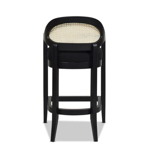 Pyrla 26" Upholstered Counter Stool with Curved Cane Back and Wood Legs - Image 13
