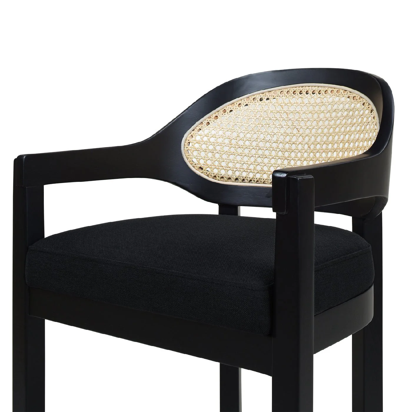 Pyrla 26" Upholstered Counter Stool with Curved Cane Back and Wood Legs - Image 16