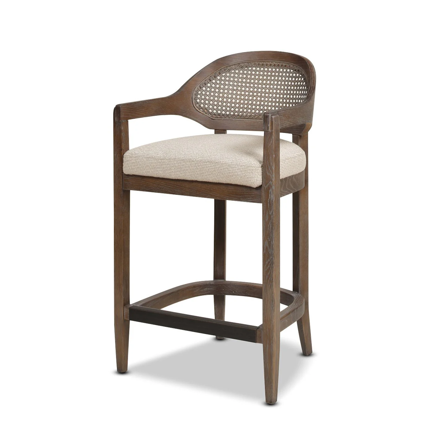 Pyrla 26" Upholstered Counter Stool with Curved Cane Back and Wood Legs - Image 26