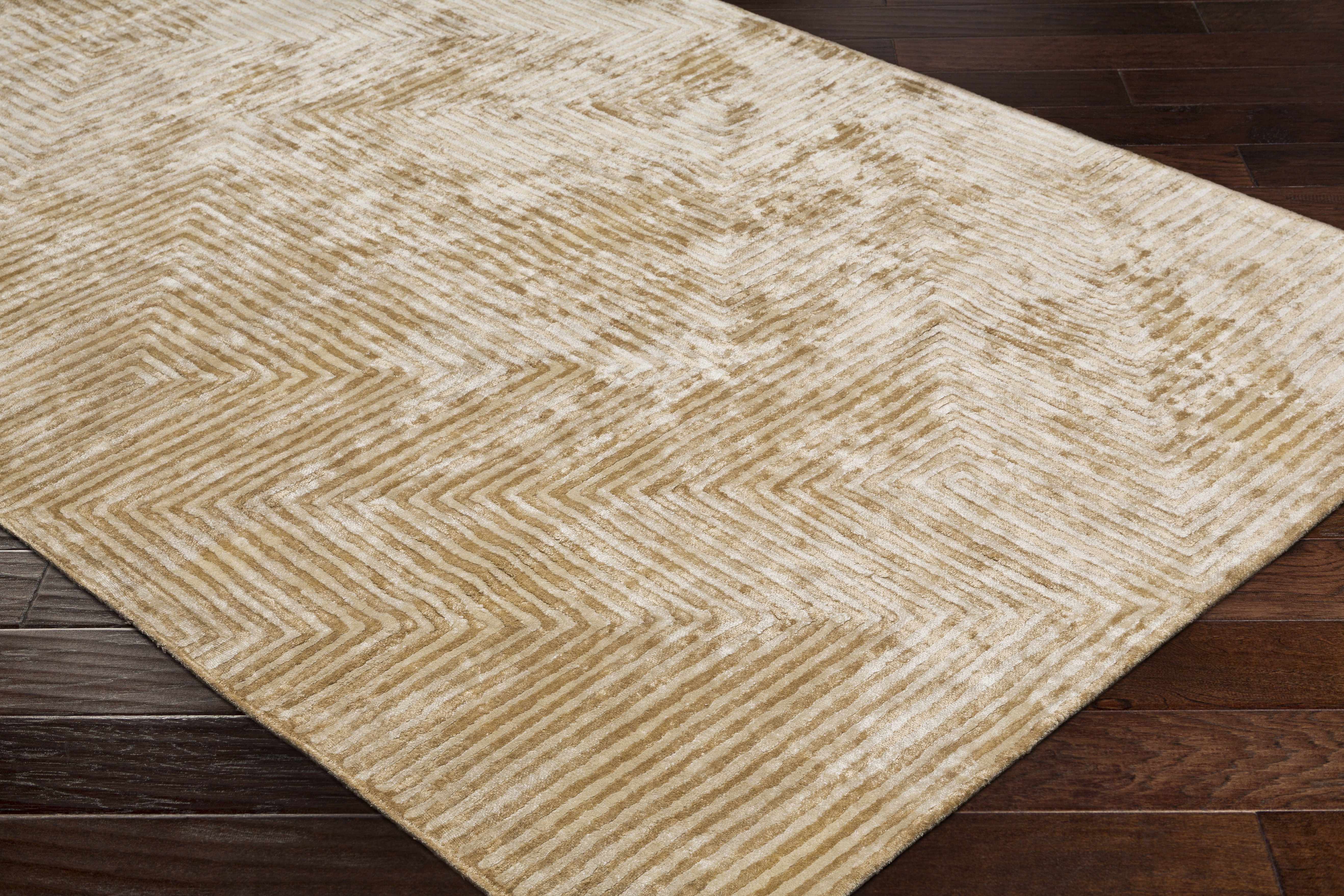 Quartz Patterned Sheen Beige Viscose Rug - Image 3