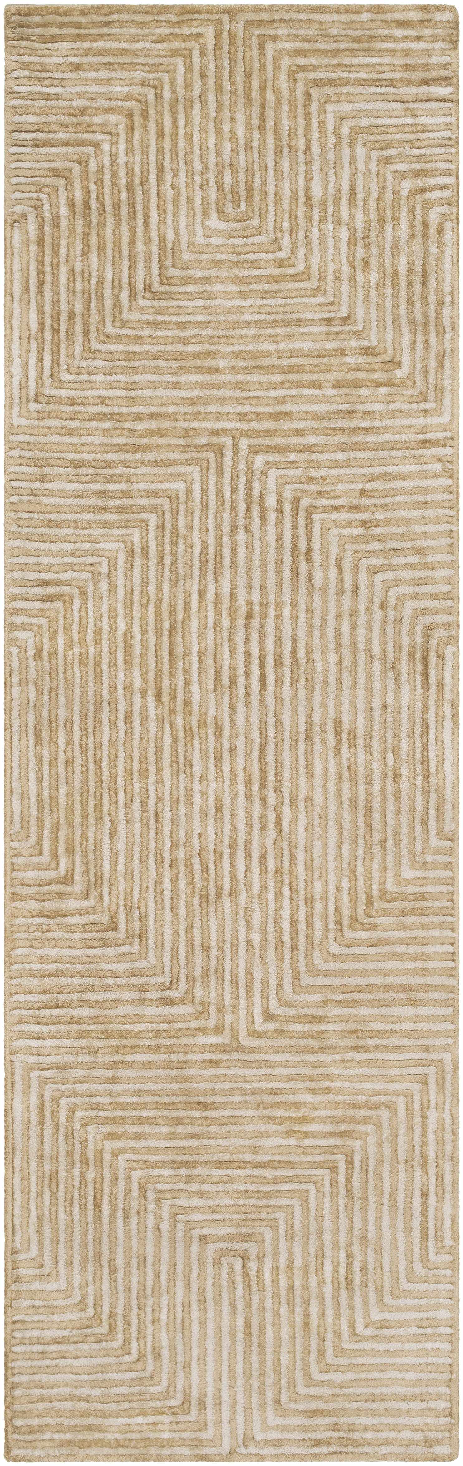 Quartz Patterned Sheen Beige Viscose Rug - Image 5