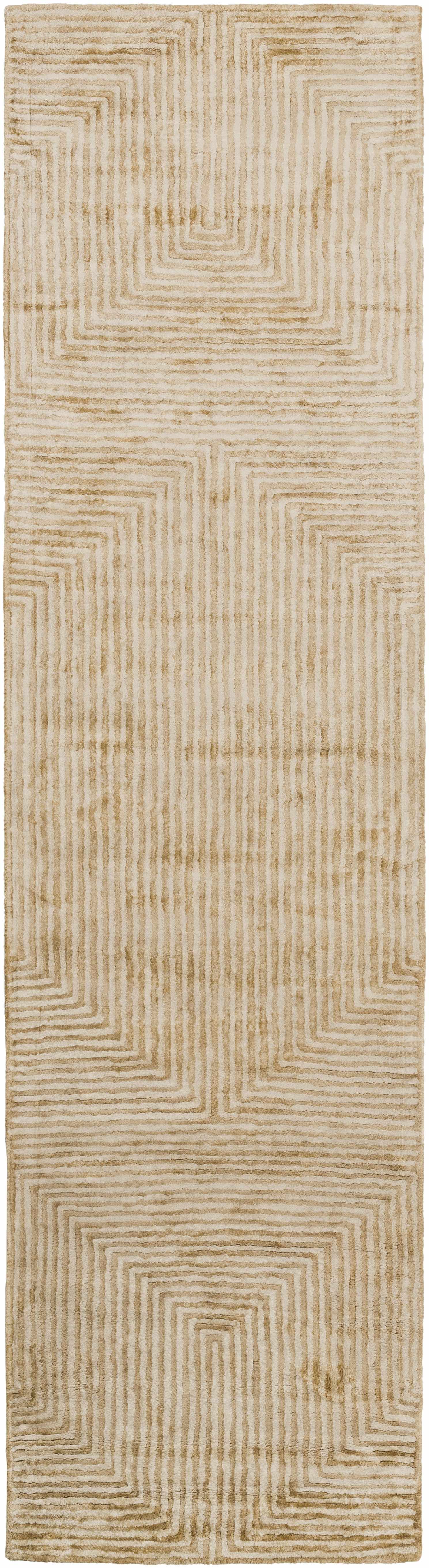 Quartz Patterned Sheen Beige Viscose Rug - Image 6