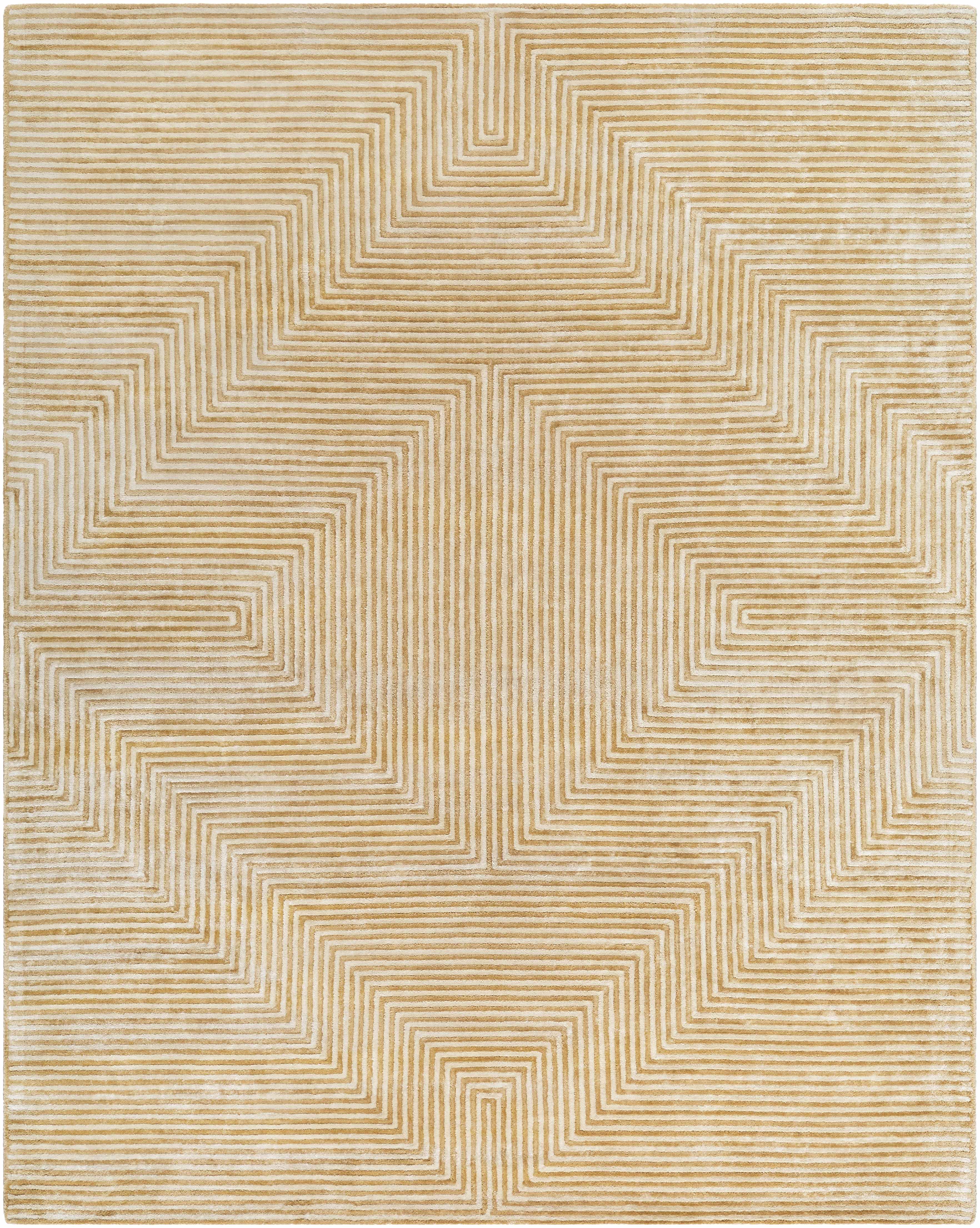 Quartz Patterned Sheen Beige Viscose Rug - Image 7