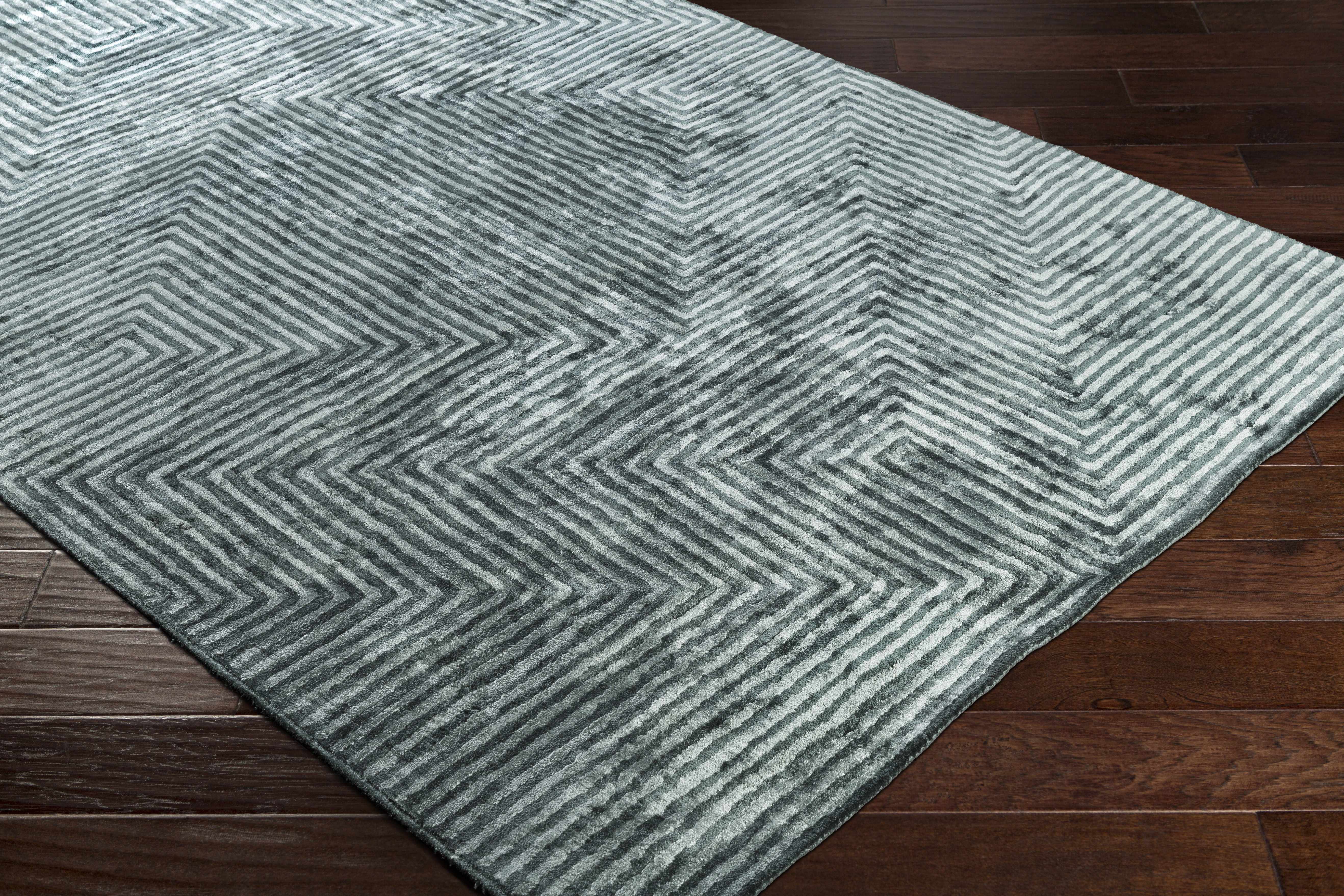 Quartz Patterned Sheen Blue/Green Viscose Rug - Image 6