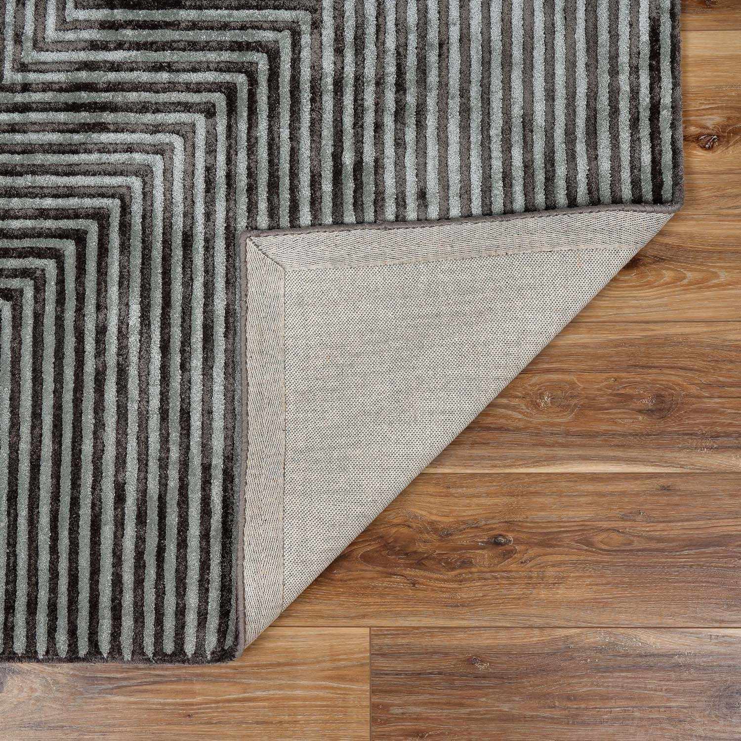 Quartz Patterned Sheen Gray/Green Viscose Rug - Image 3