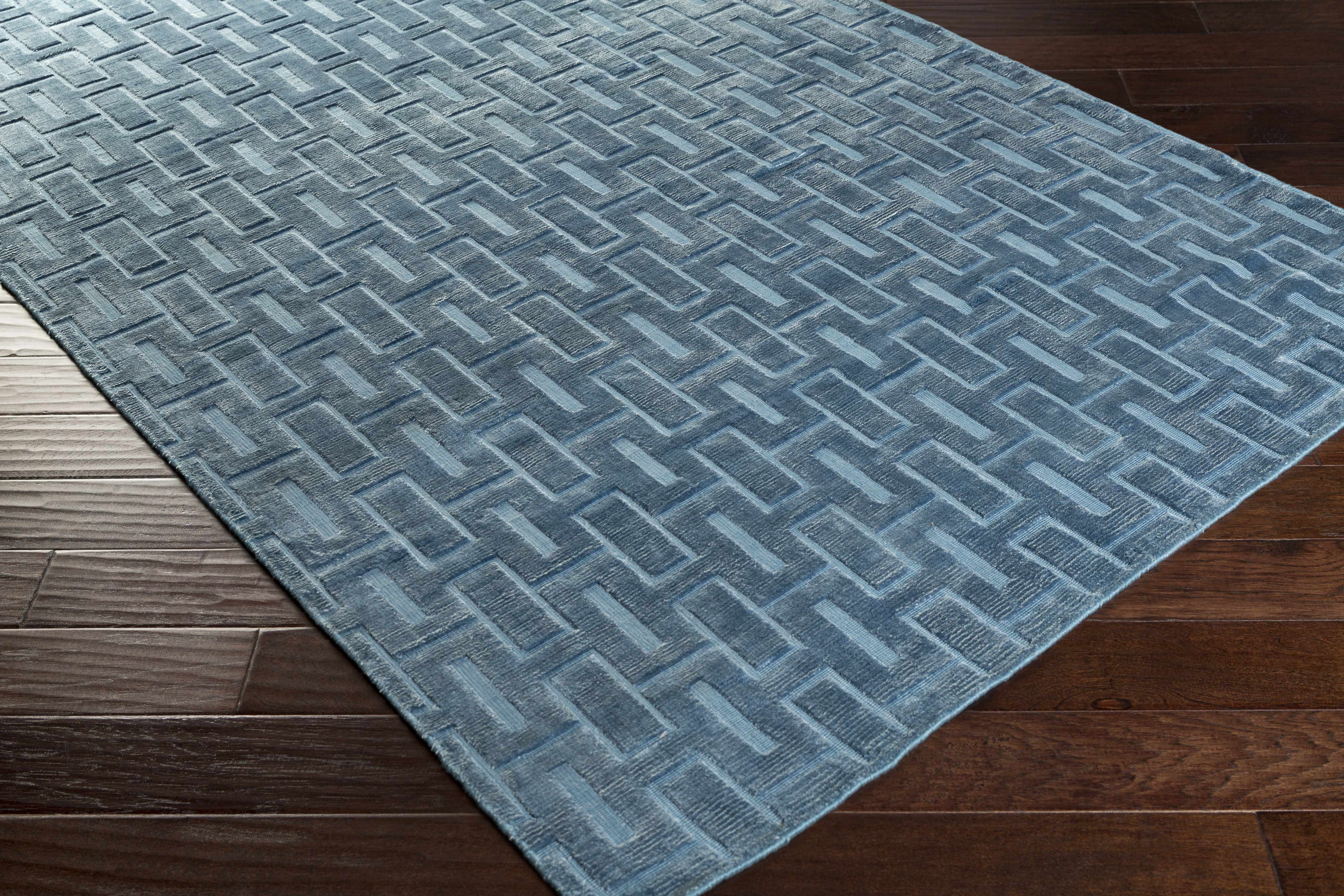 Quealy Blue Patterned 3x5 Small Viscose Rug - Clearance - Image 2