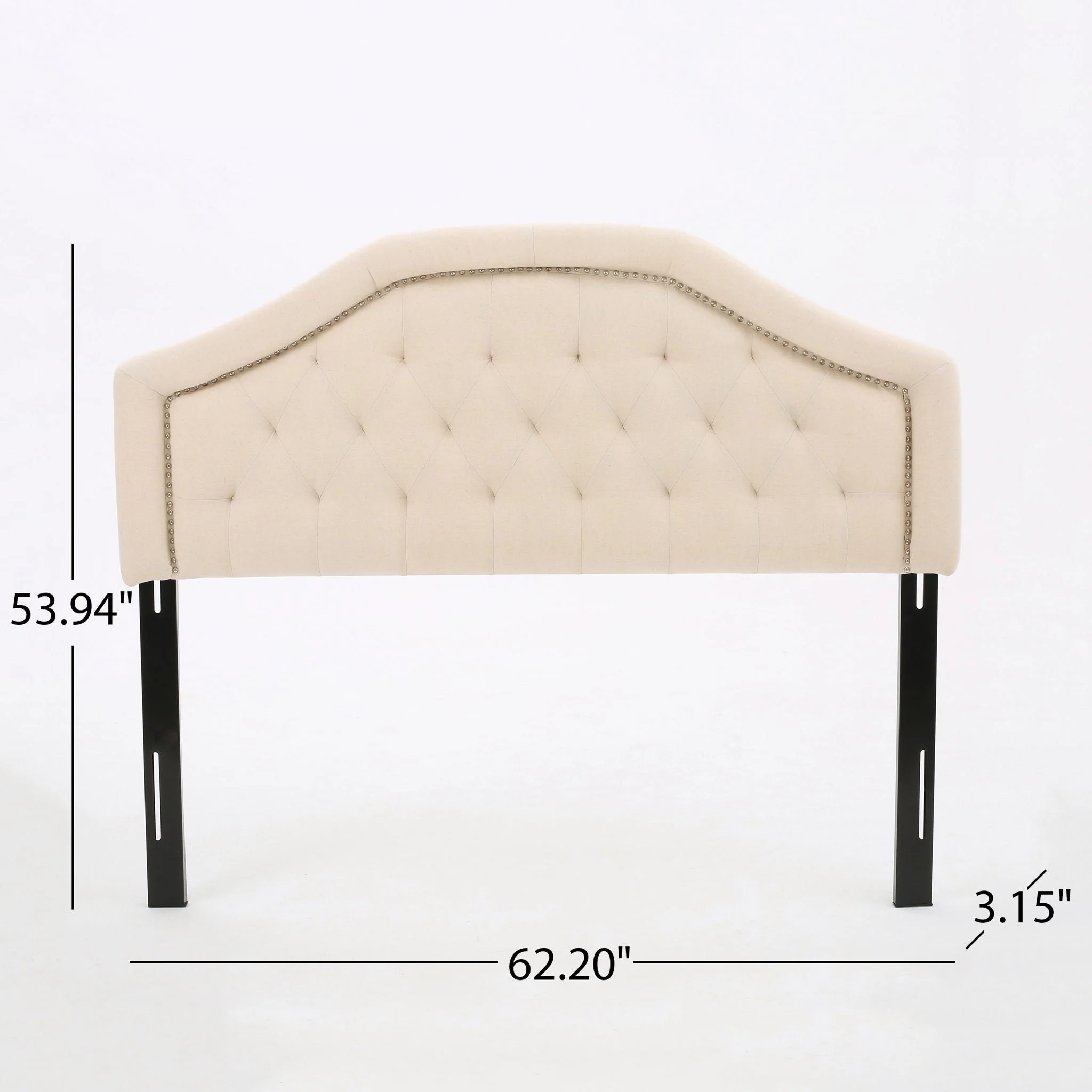 Queen & Full Size Headboard With Diamond Tufting And Nailhead Trim - Beige - Image 3