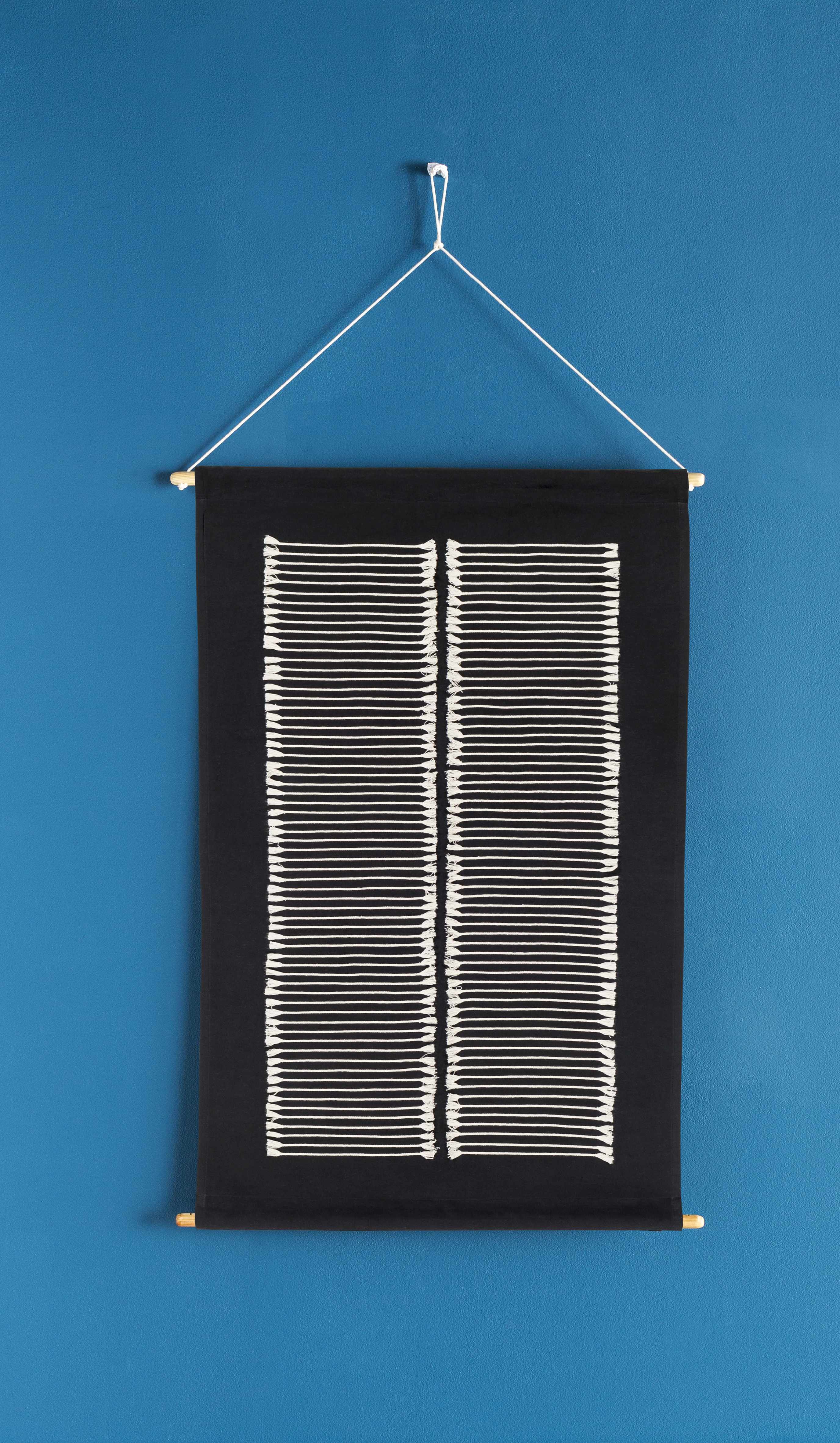 Queen Navy Fringed Wall Hanging - Image 2