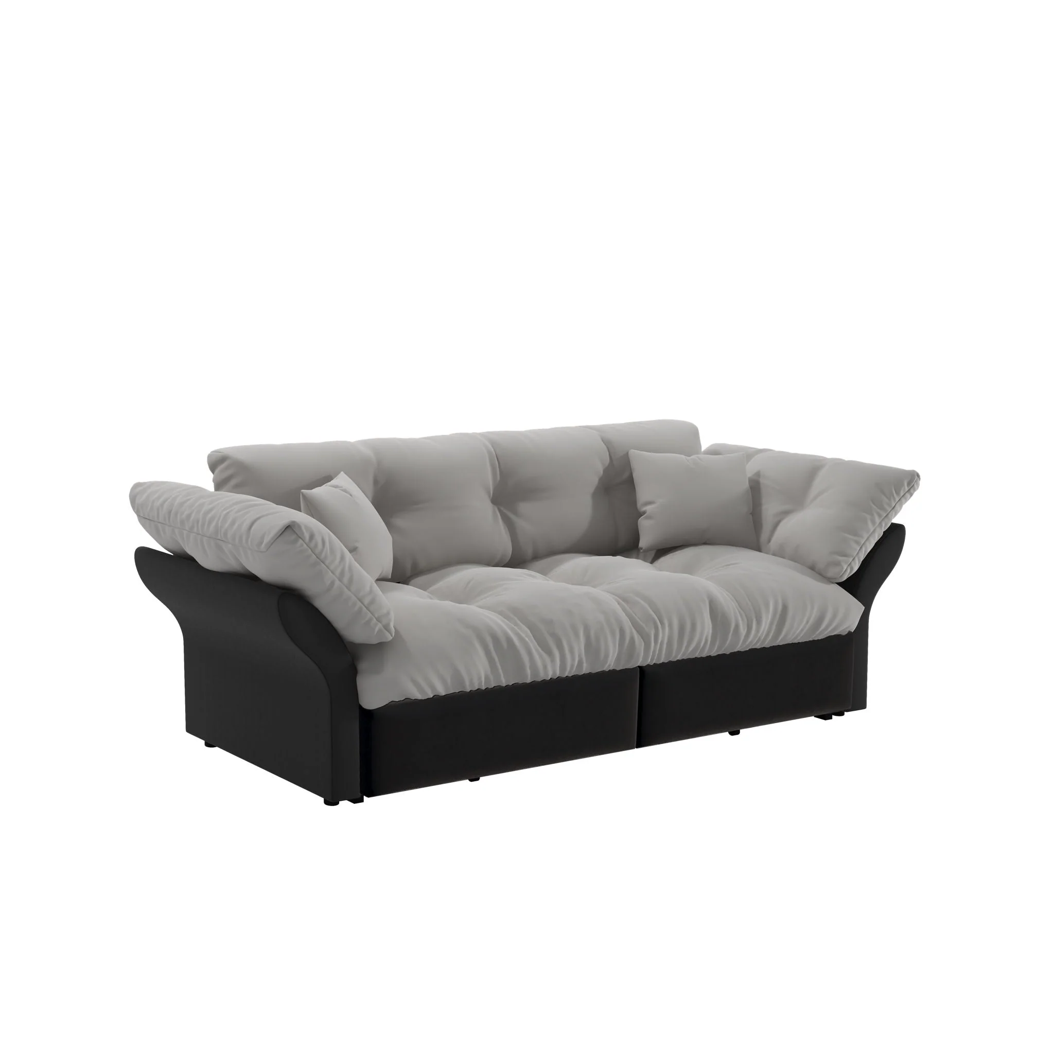 Queen Pull Out, 3 In 1 Convertible Sleeper Tufted Sofa & 2 Soft Pillows - Image 2