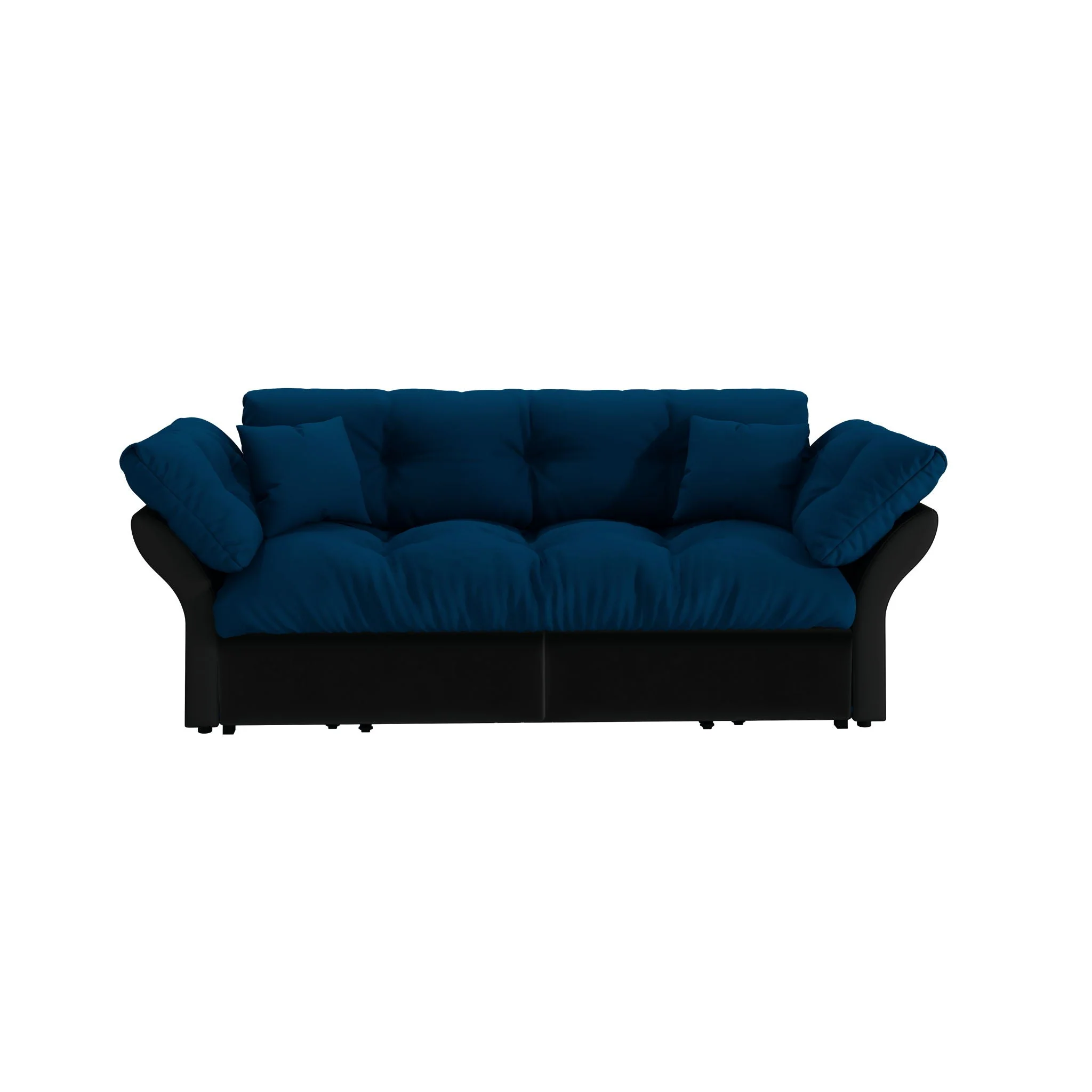 Queen Pull Out, 3 In 1 Convertible Sleeper Tufted Sofa & 2 Soft Pillows - Image 4