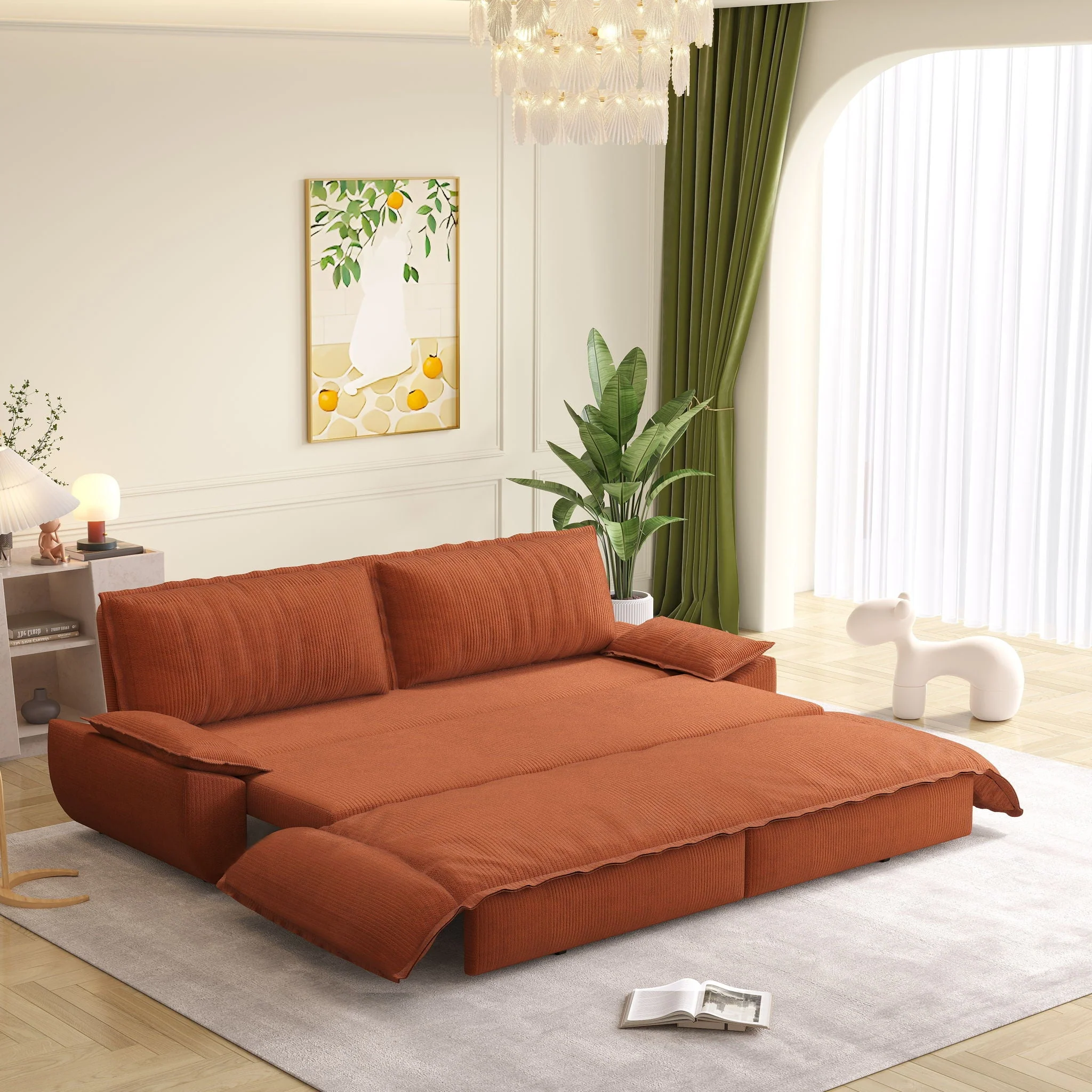 Queen Pull Out Sofa Bed, 3 In 1 Convertible Sleeper Sofa - Image 11