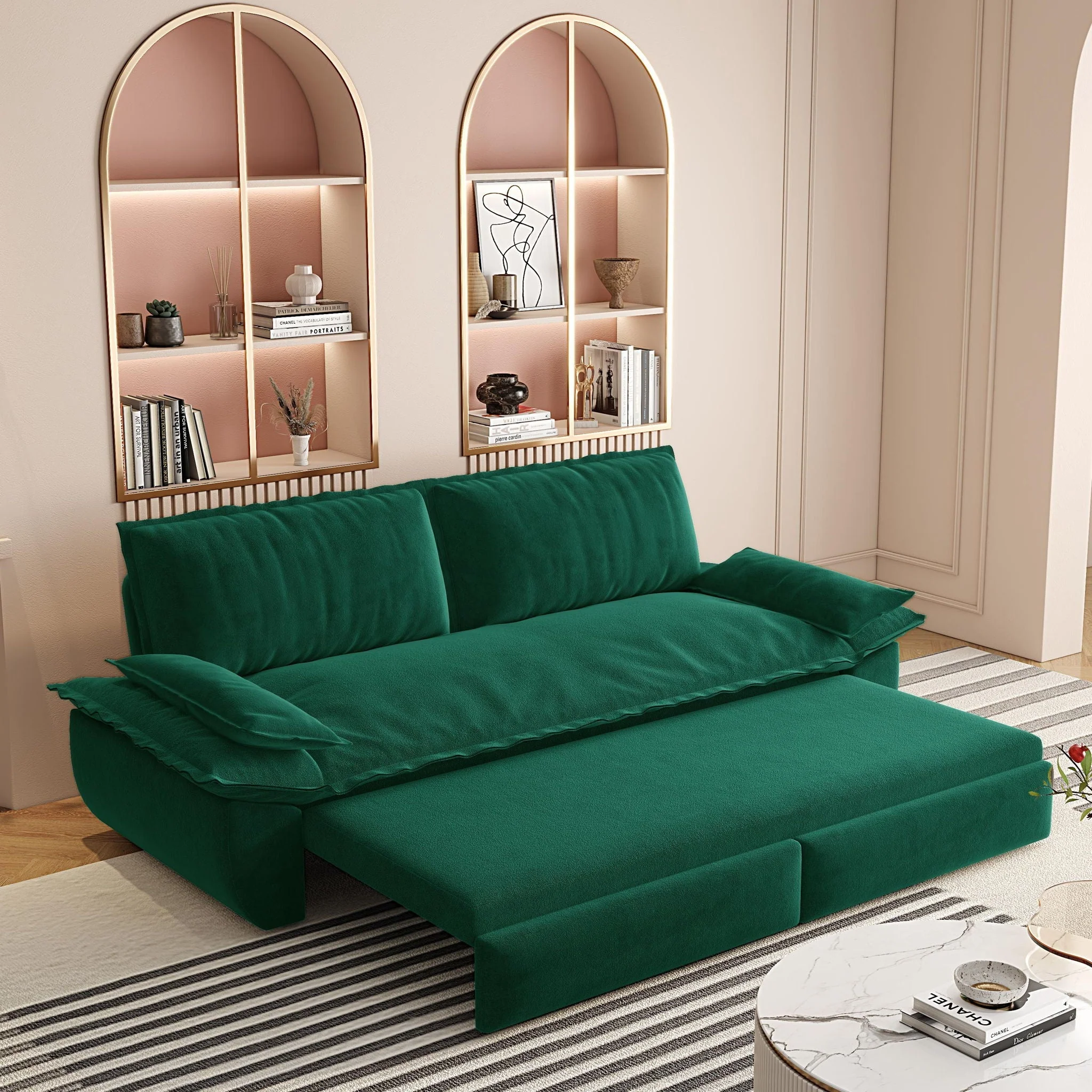 Queen Pull Out Sofa Bed, 3 In 1 Convertible Sleeper Sofa - Image 13