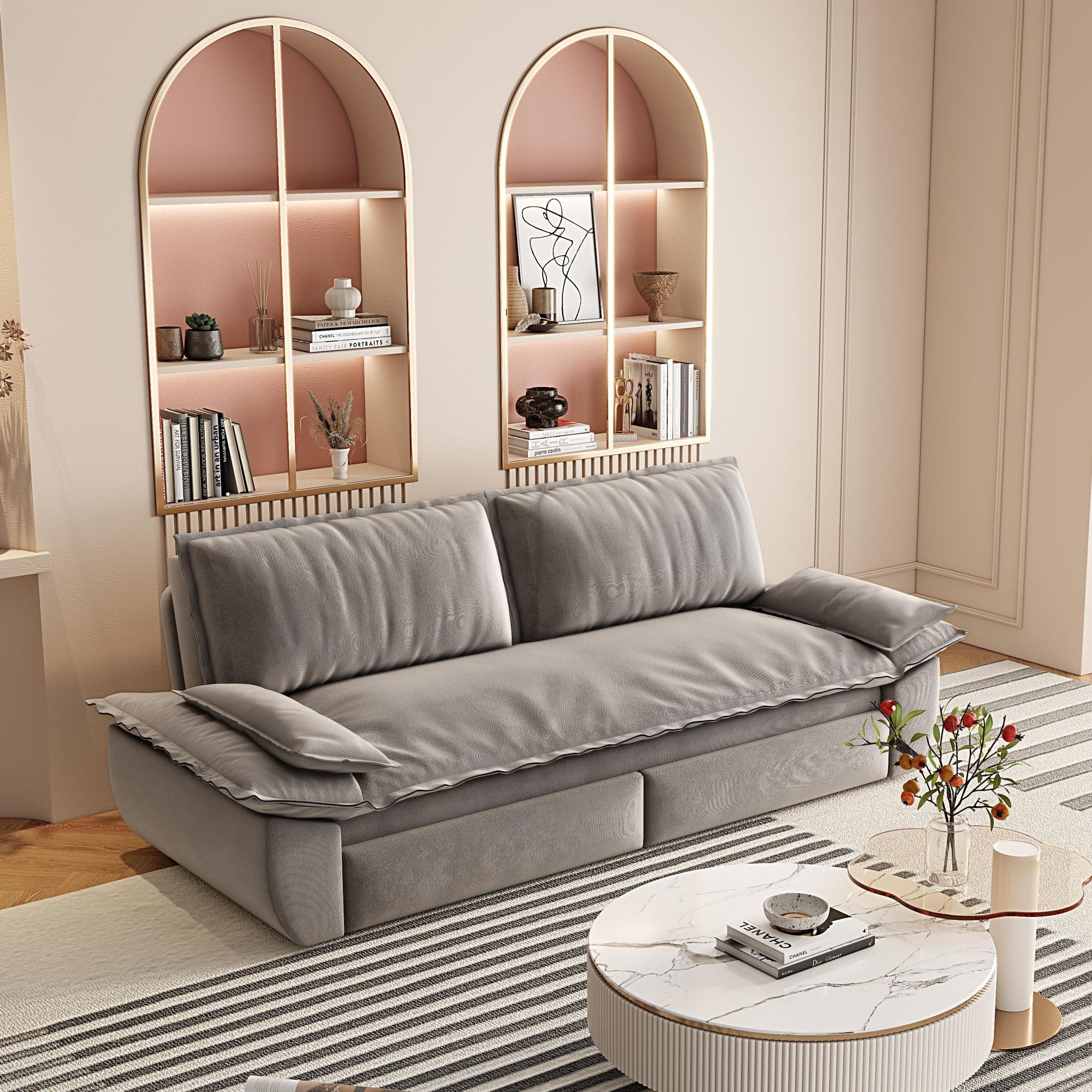Queen Pull Out Sofa Bed, 3 In 1 Convertible Sleeper Sofa - Image 14