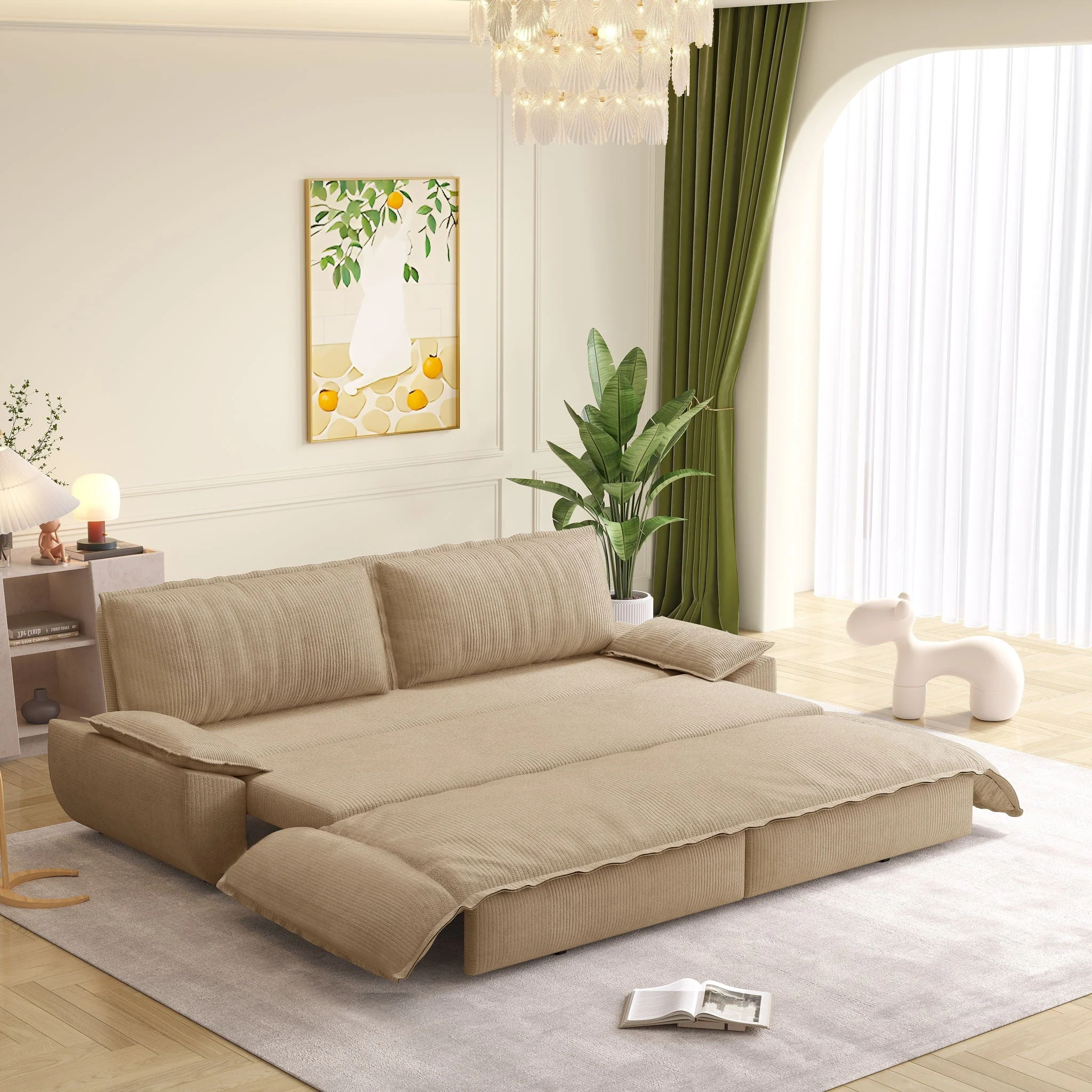 Queen Pull Out Sofa Bed, 3 In 1 Convertible Sleeper Sofa - Image 15