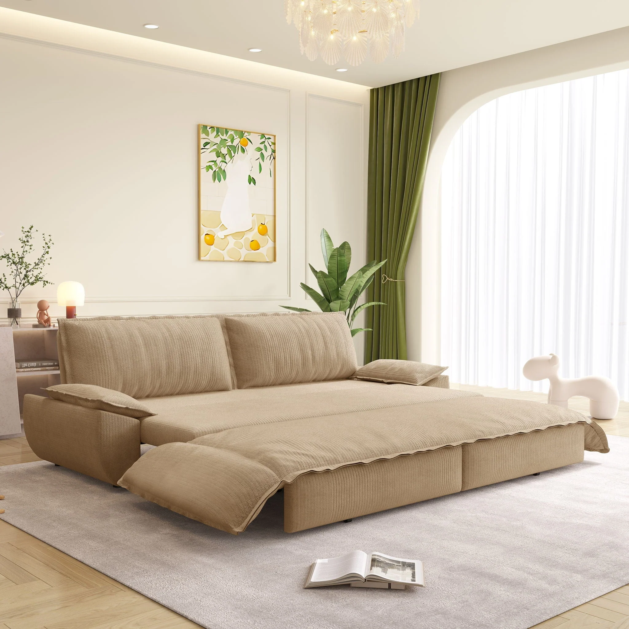 Queen Pull Out Sofa Bed, 3 In 1 Convertible Sleeper Sofa - Image 16