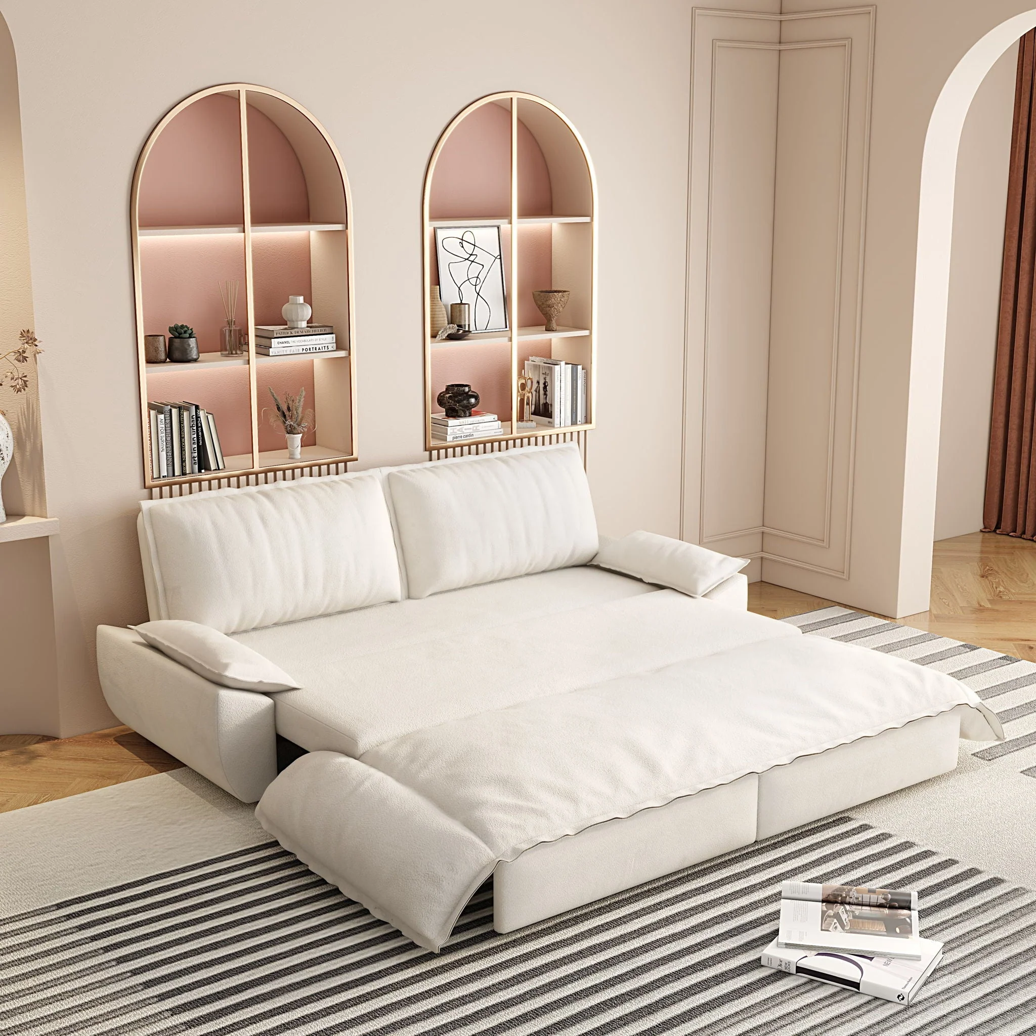 Queen Pull Out Sofa Bed, 3 In 1 Convertible Sleeper Sofa - Image 19
