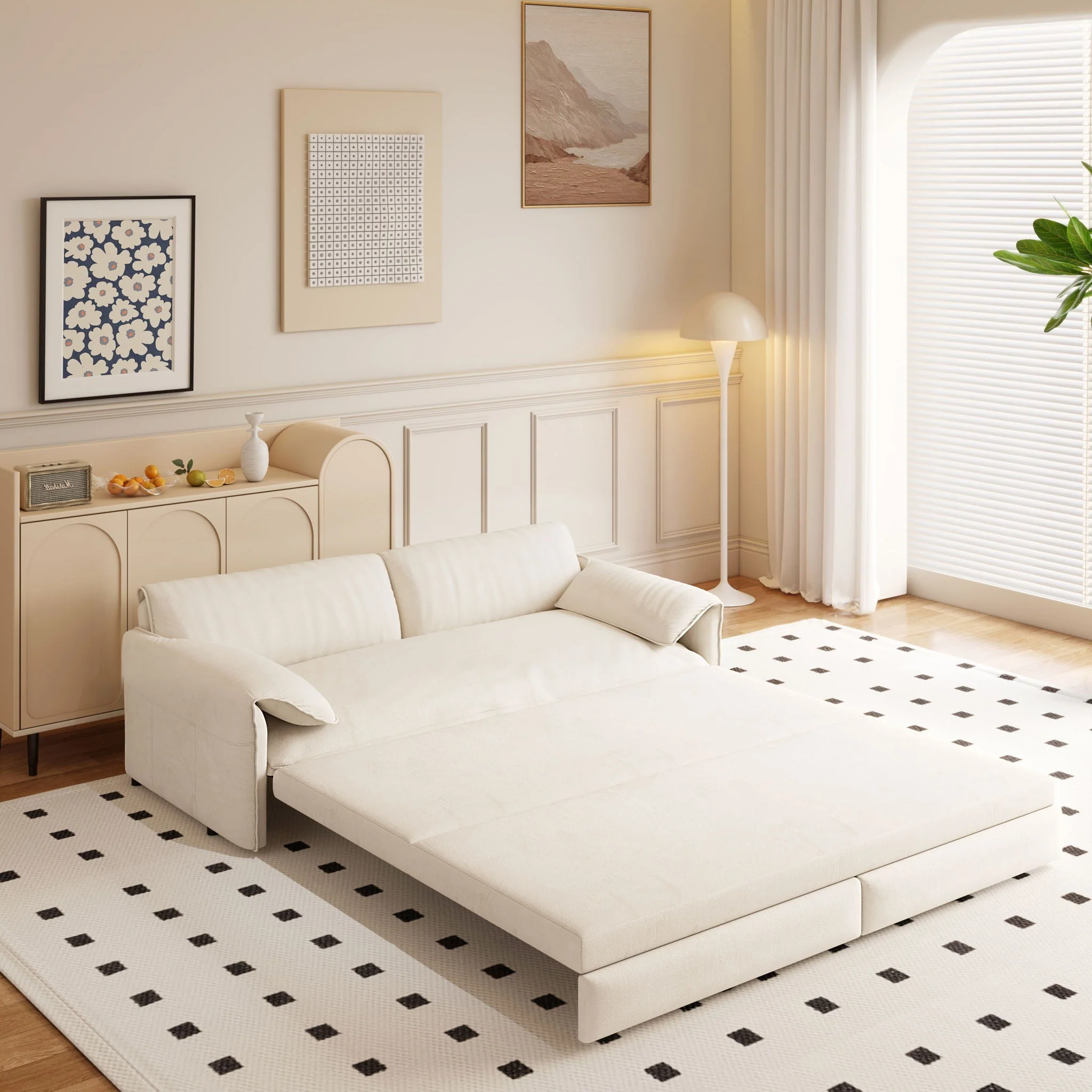 Queen Pull Out Sofa Bed, 3 In 1 Convertible Sleeper Sofa With Side Storage - Image 4