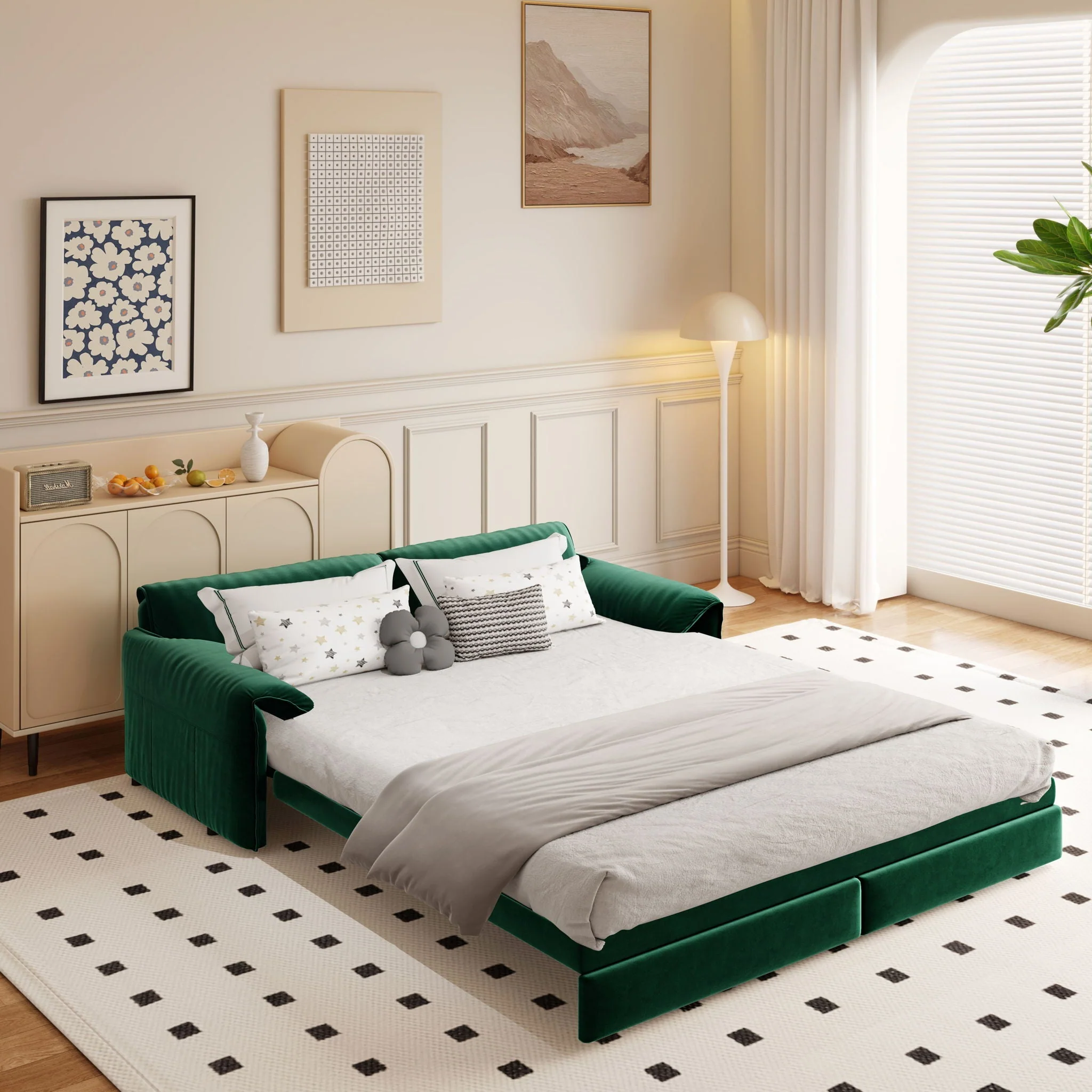 Queen Pull Out Sofa Bed, 3 In 1 Convertible Sleeper Sofa With Side Storage - Image 5