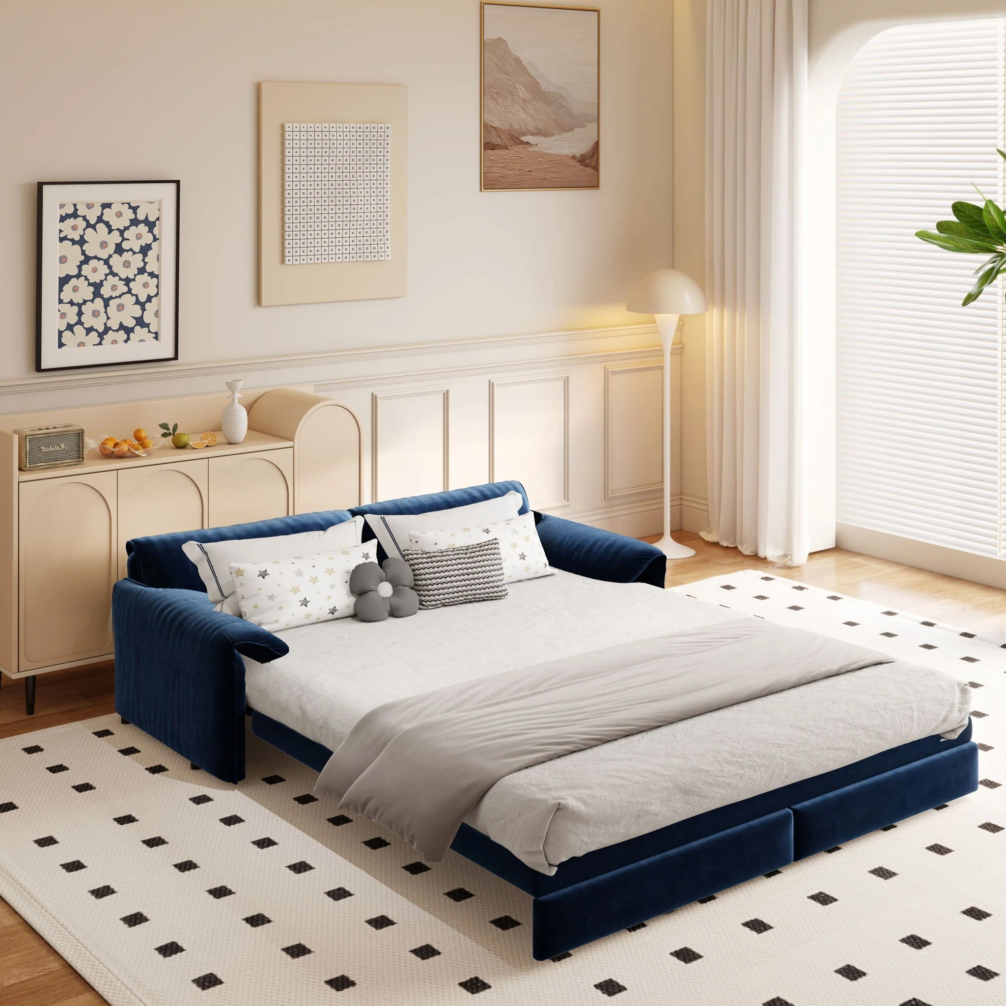 Queen Pull Out Sofa Bed, 3 In 1 Convertible Sleeper Sofa With Side Storage - Image 6