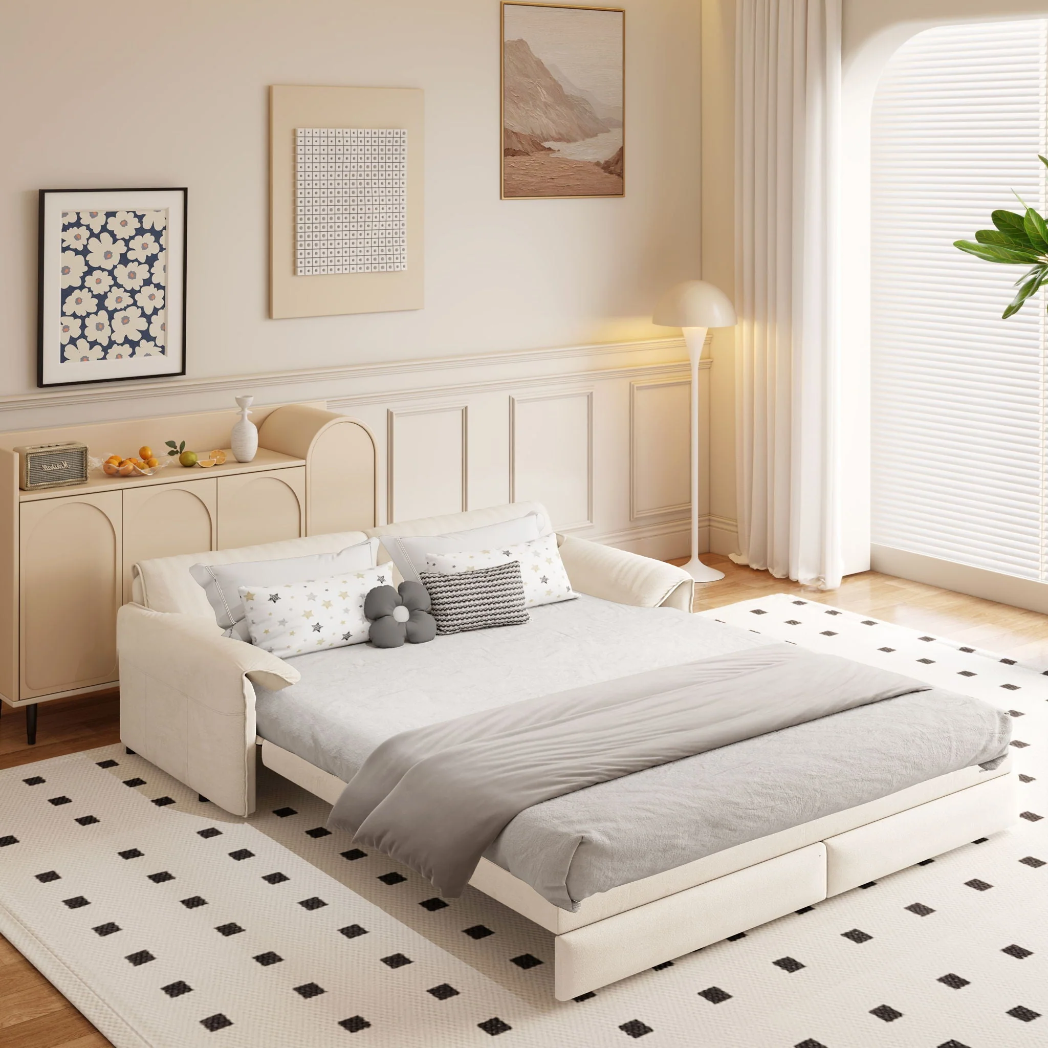 Queen Pull Out Sofa Bed, 3 In 1 Convertible Sleeper Sofa With Side Storage - Image 9