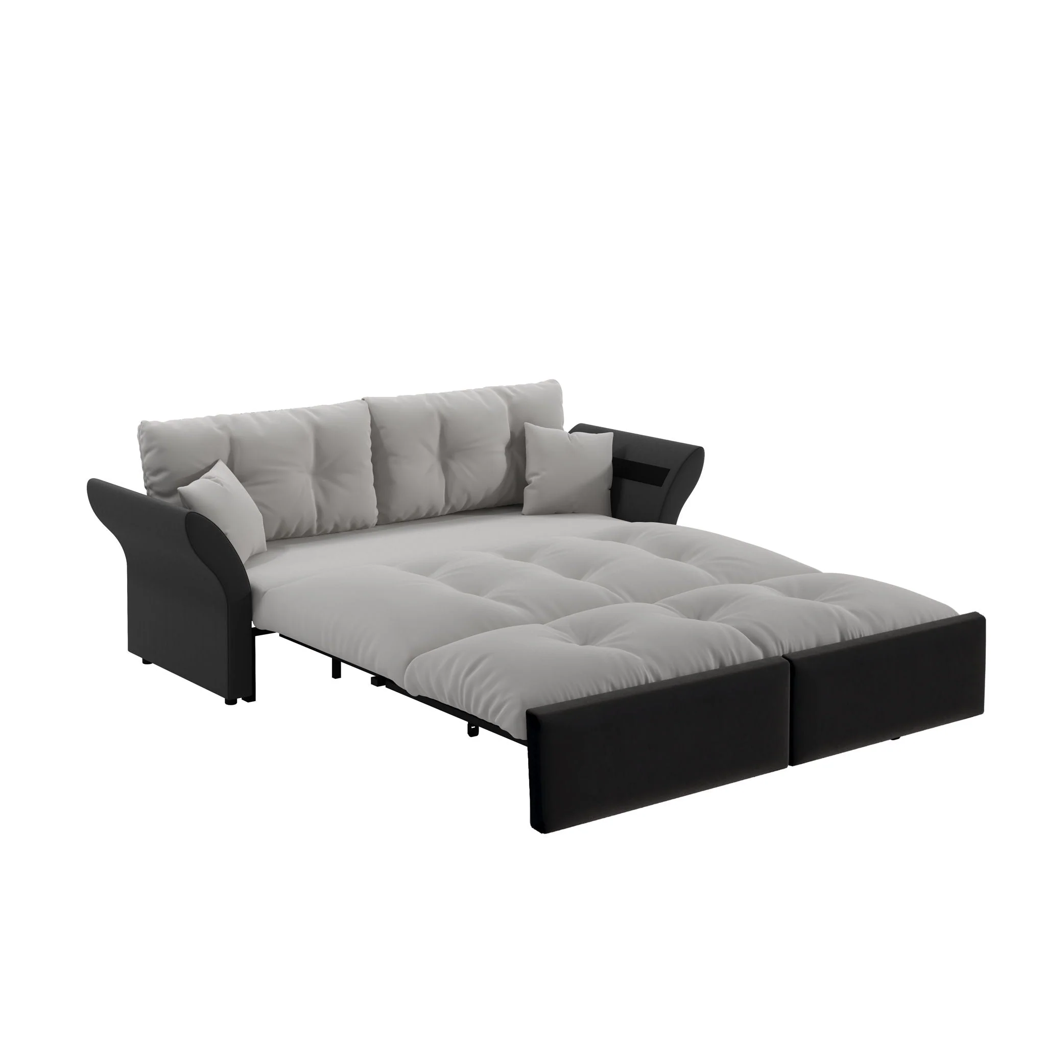 Queen Pull Out Sofa Bed, 3 In 1 Convertible Sleeper Tufted With 2 Soft Pillows - Image 2